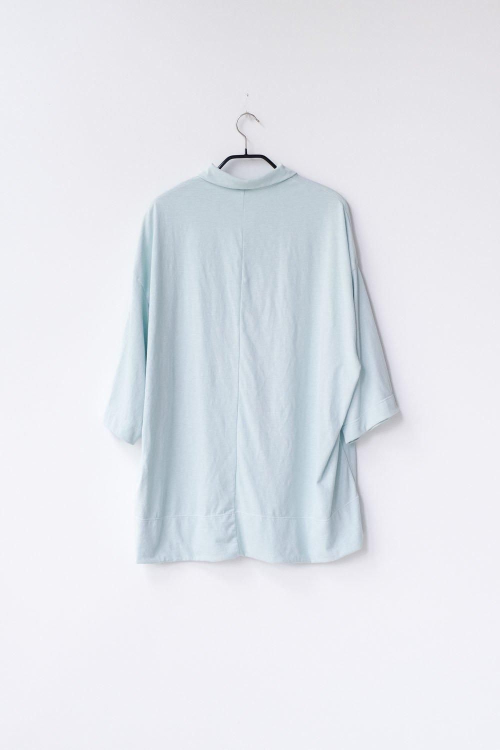 製品染め 30 / -ポリエステル天竺　スキッパーシャツ / mint blue［size XS］