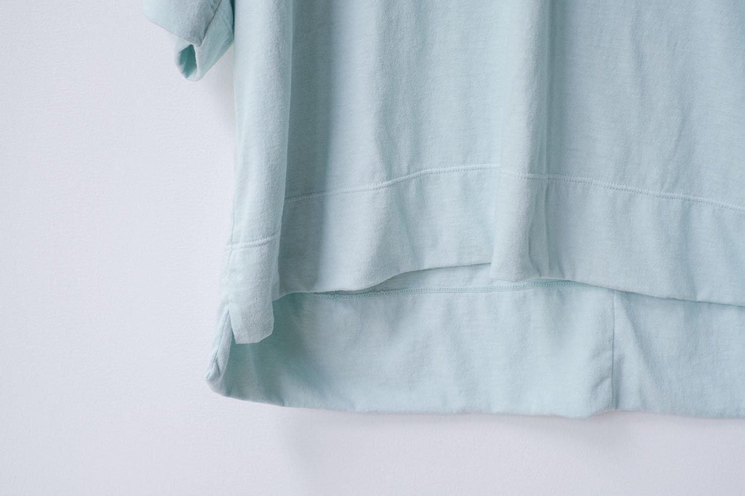 製品染め 30 / -ポリエステル天竺　スキッパーシャツ / mint blue［size XS］