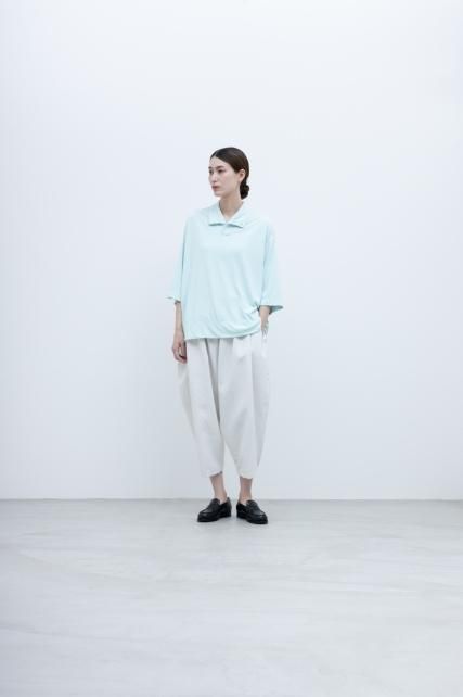 製品染め 30 / -ポリエステル天竺　スキッパーシャツ / mint blue［size XS］