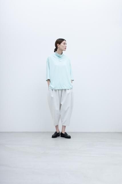 製品染め 30 / -ポリエステル天竺　スキッパーシャツ / mint blue［size XS］