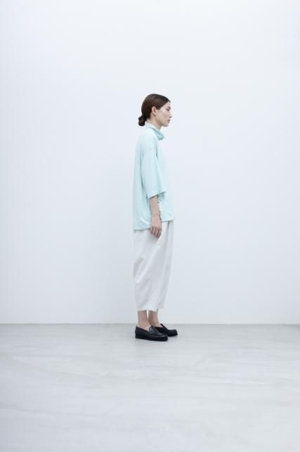 製品染め 30 / -ポリエステル天竺　スキッパーシャツ / mint blue［size XS］