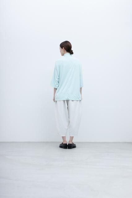 製品染め 30 / -ポリエステル天竺　スキッパーシャツ / mint blue［size XS］