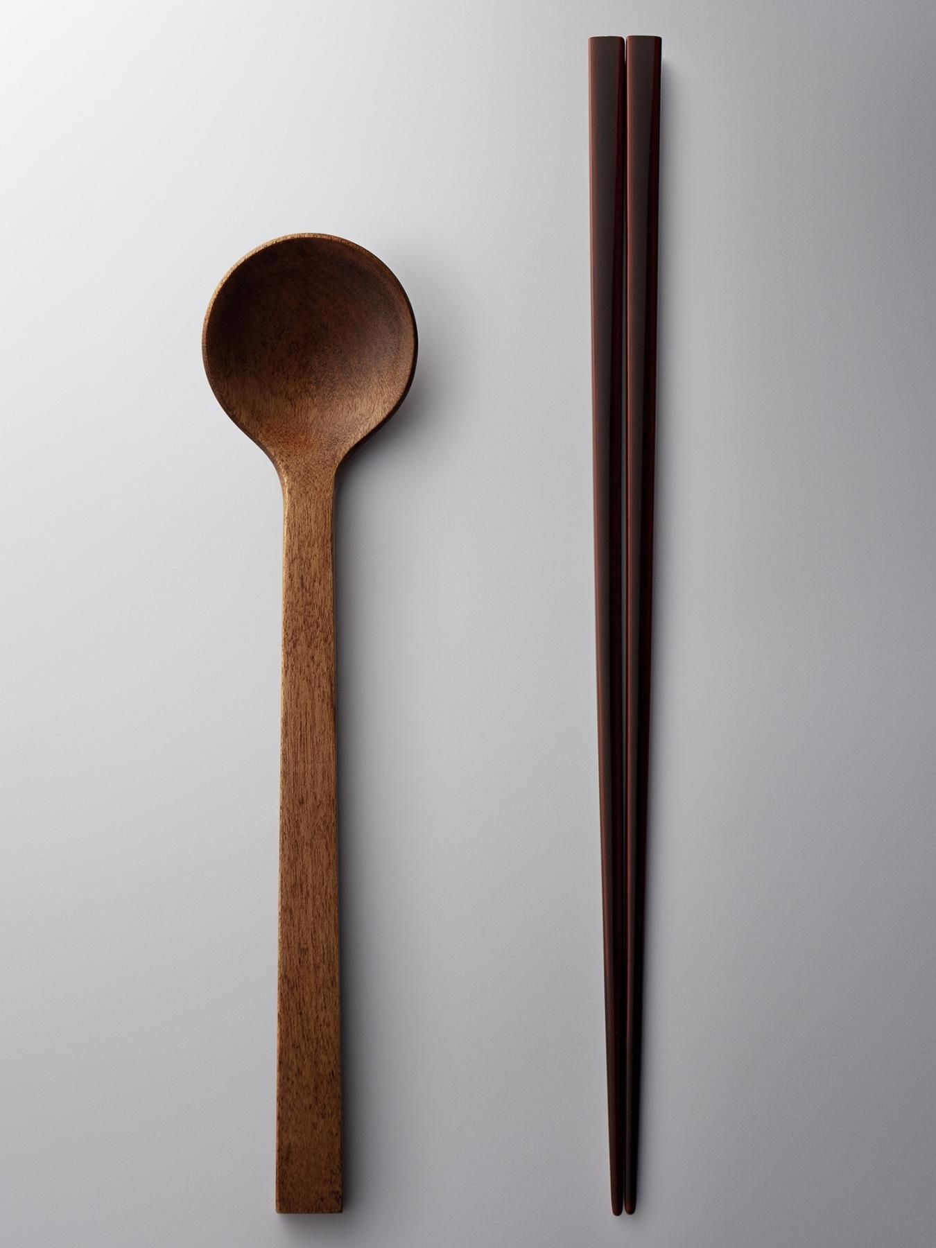 CNC made WOODEN SPOON SMALL (LACQUERED) 木製スプーン・小（拭漆）[BROWN]