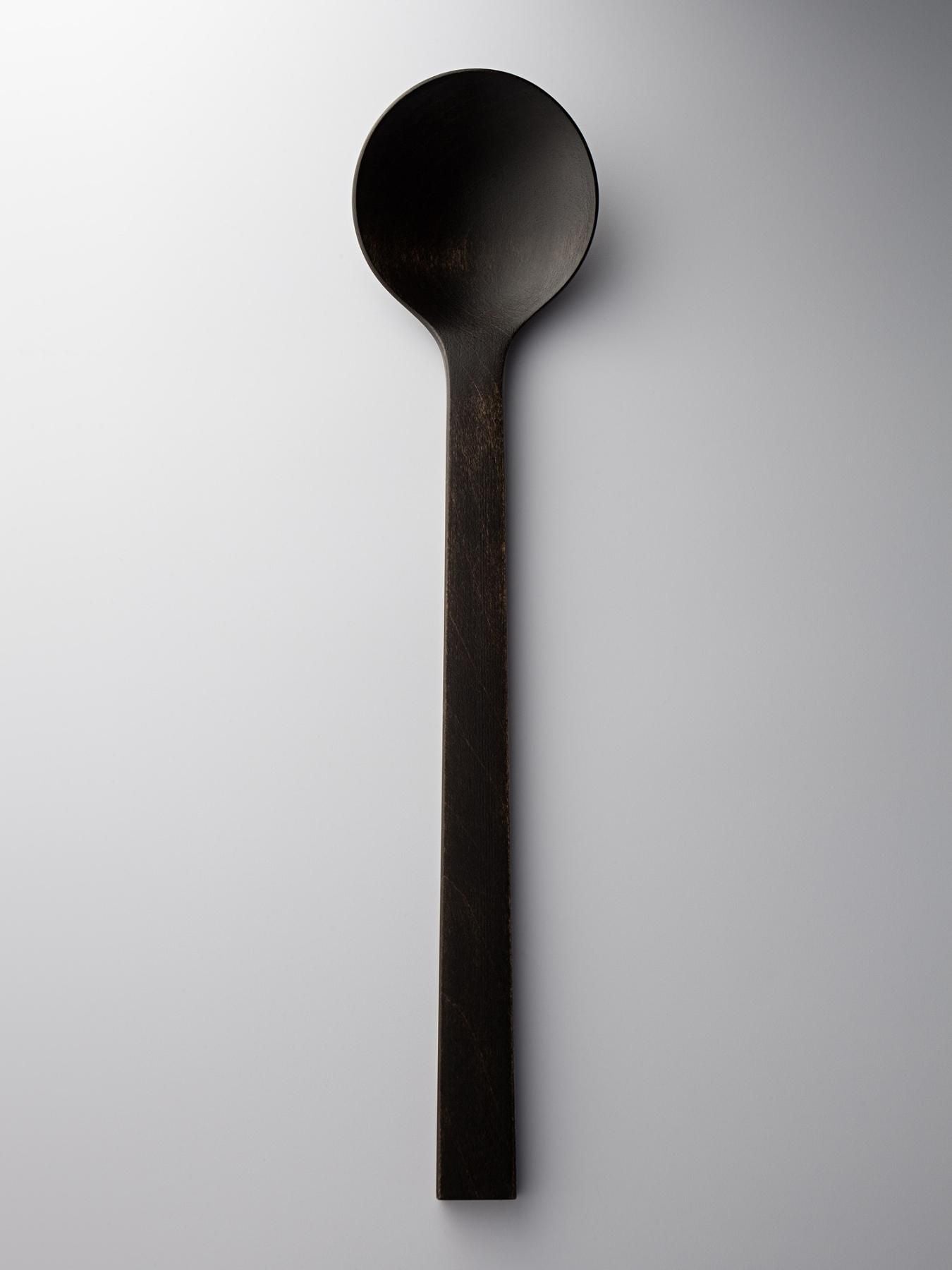 CNC made WOODEN SPOON LARGE (LACQUERED) 木製スプーン・大（拭漆）[BLACK]