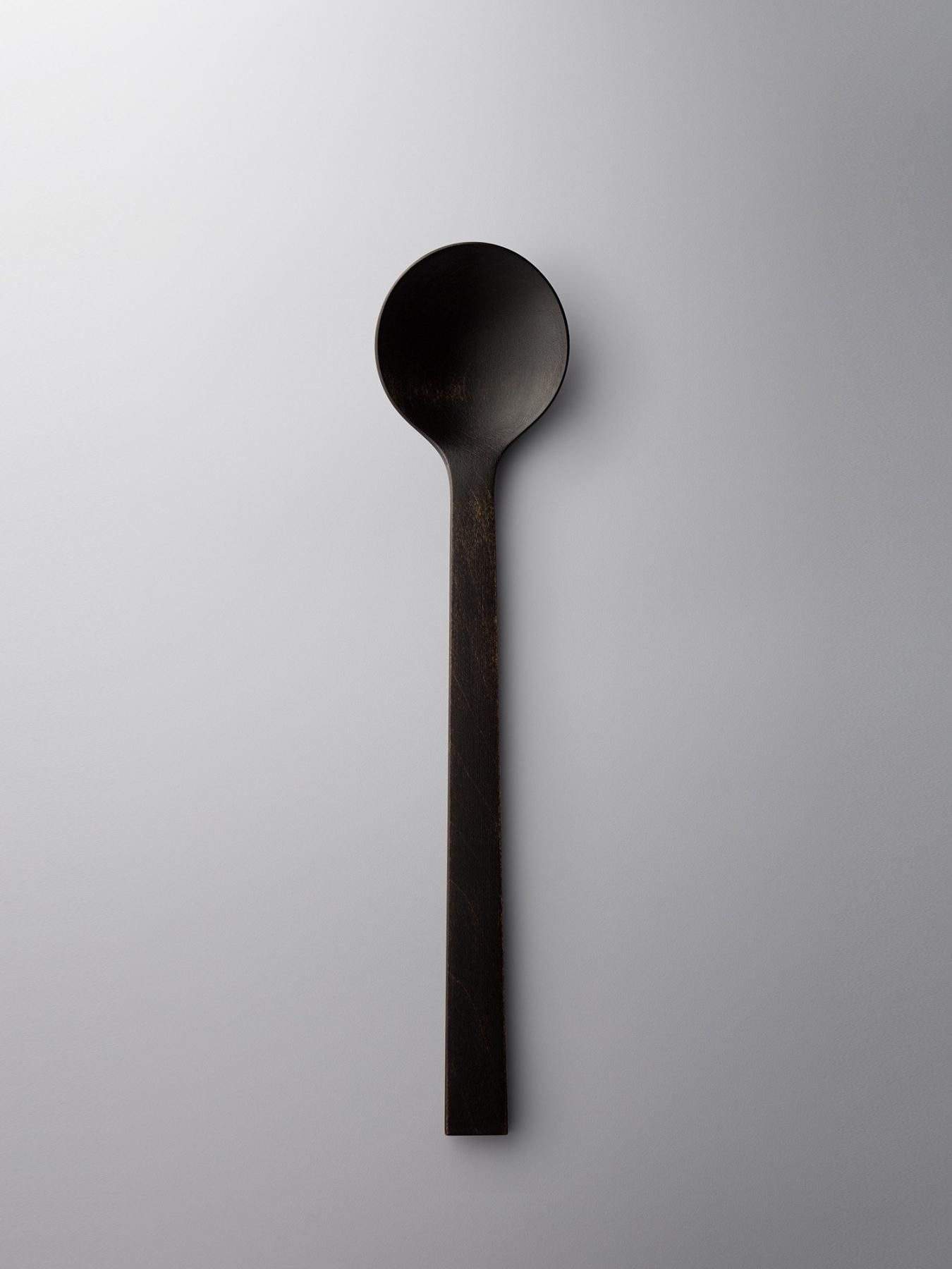 CNC made WOODEN SPOON SMALL (LACQUERED) 木製スプーン・小（拭漆）[BLACK]
