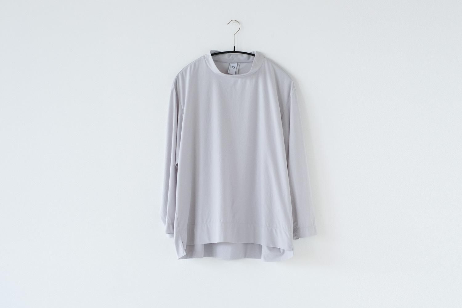 ポリエステルスウェード天竺　ハイネックTシャツ / Mist grey