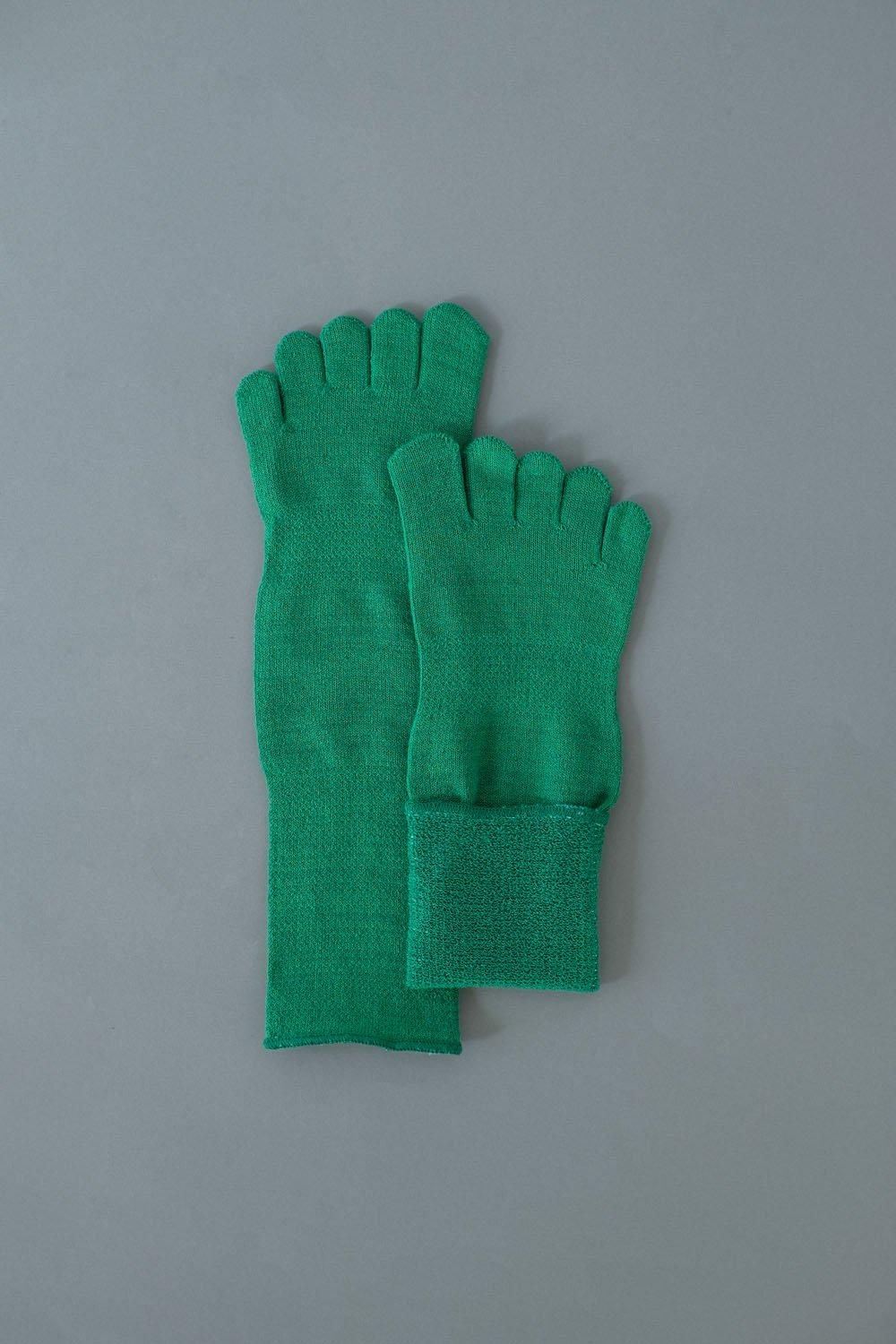 五本指「足の肌着」絹と綿［malachite green］