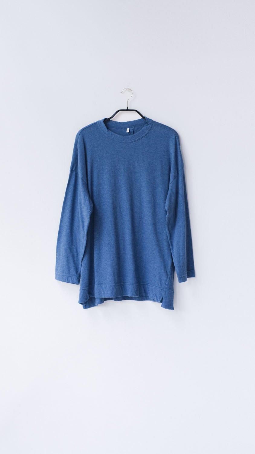 トップコットン・甘天竺　オーバーサイズクルーネックT / Smoke blue［size XS］