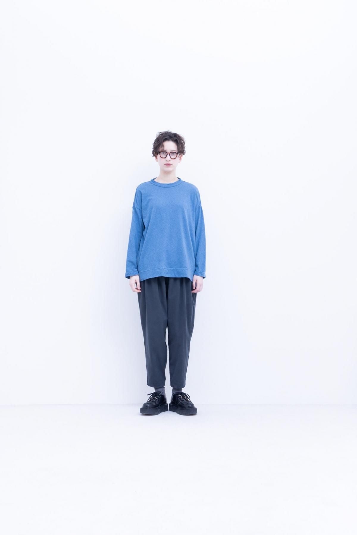 トップコットン・甘天竺　オーバーサイズクルーネックT / Smoke blue［size XS］