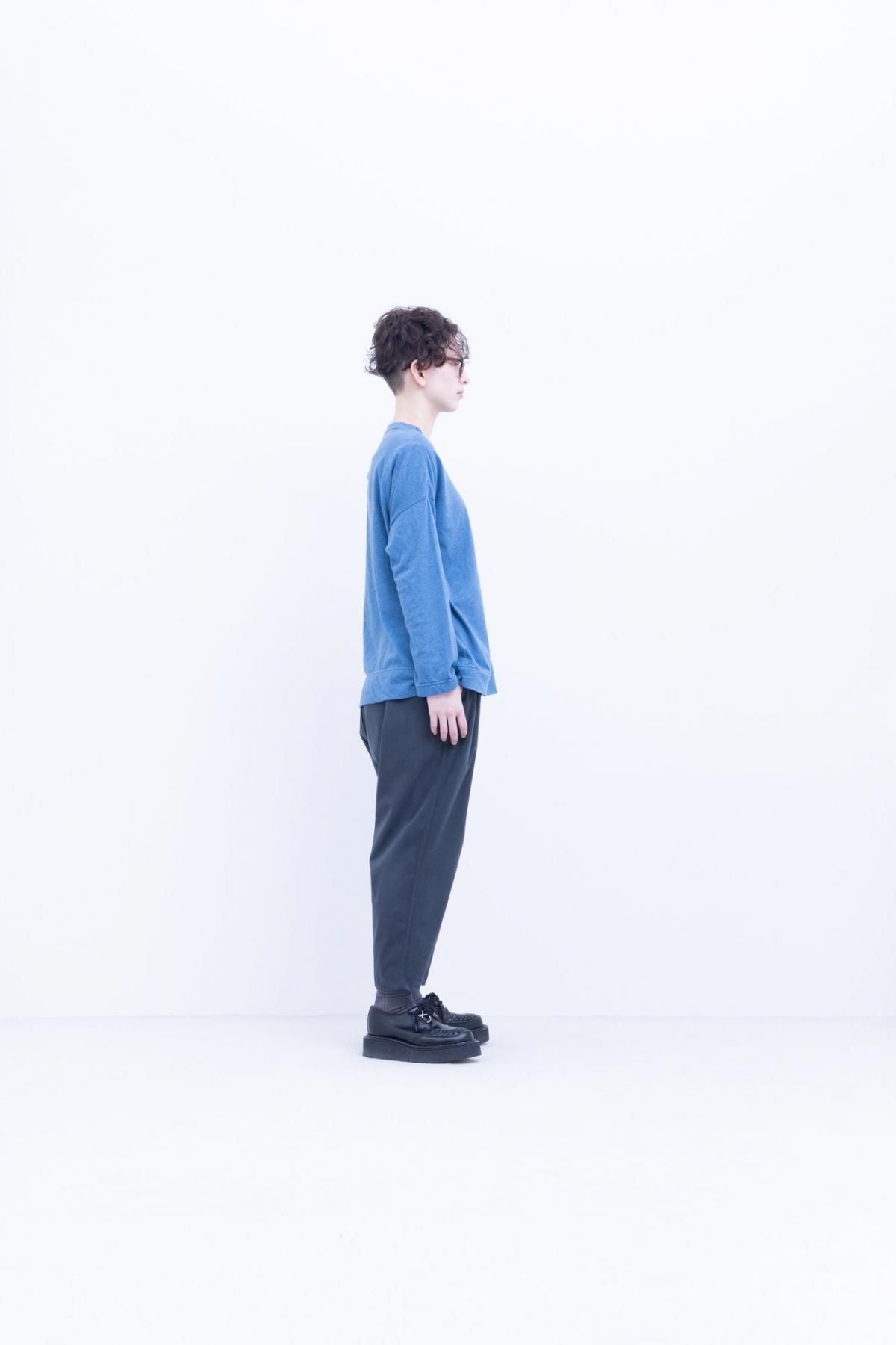 トップコットン・甘天竺　オーバーサイズクルーネックT / Smoke blue［size XS］