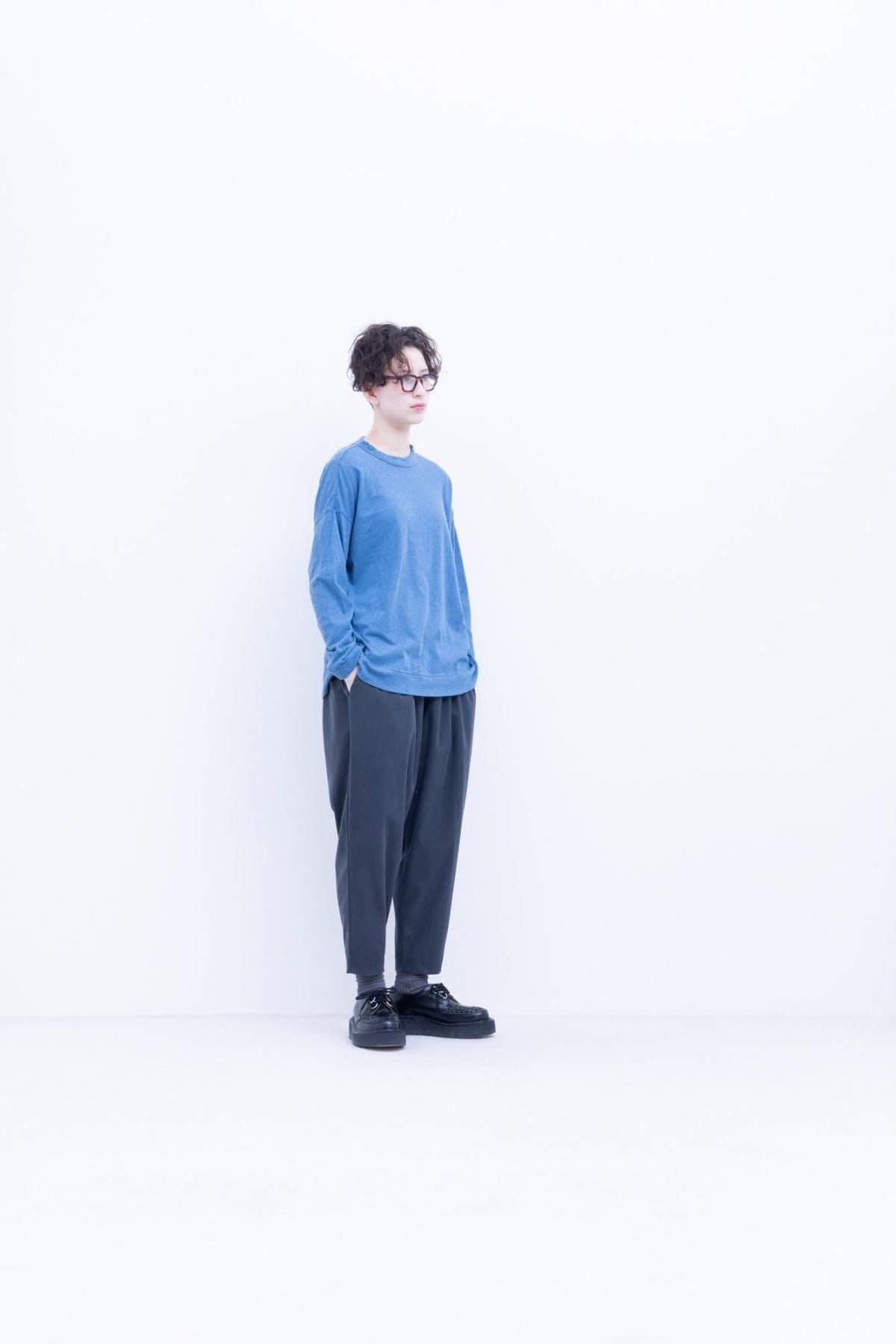 トップコットン・甘天竺　オーバーサイズクルーネックT / Smoke blue［size XS］
