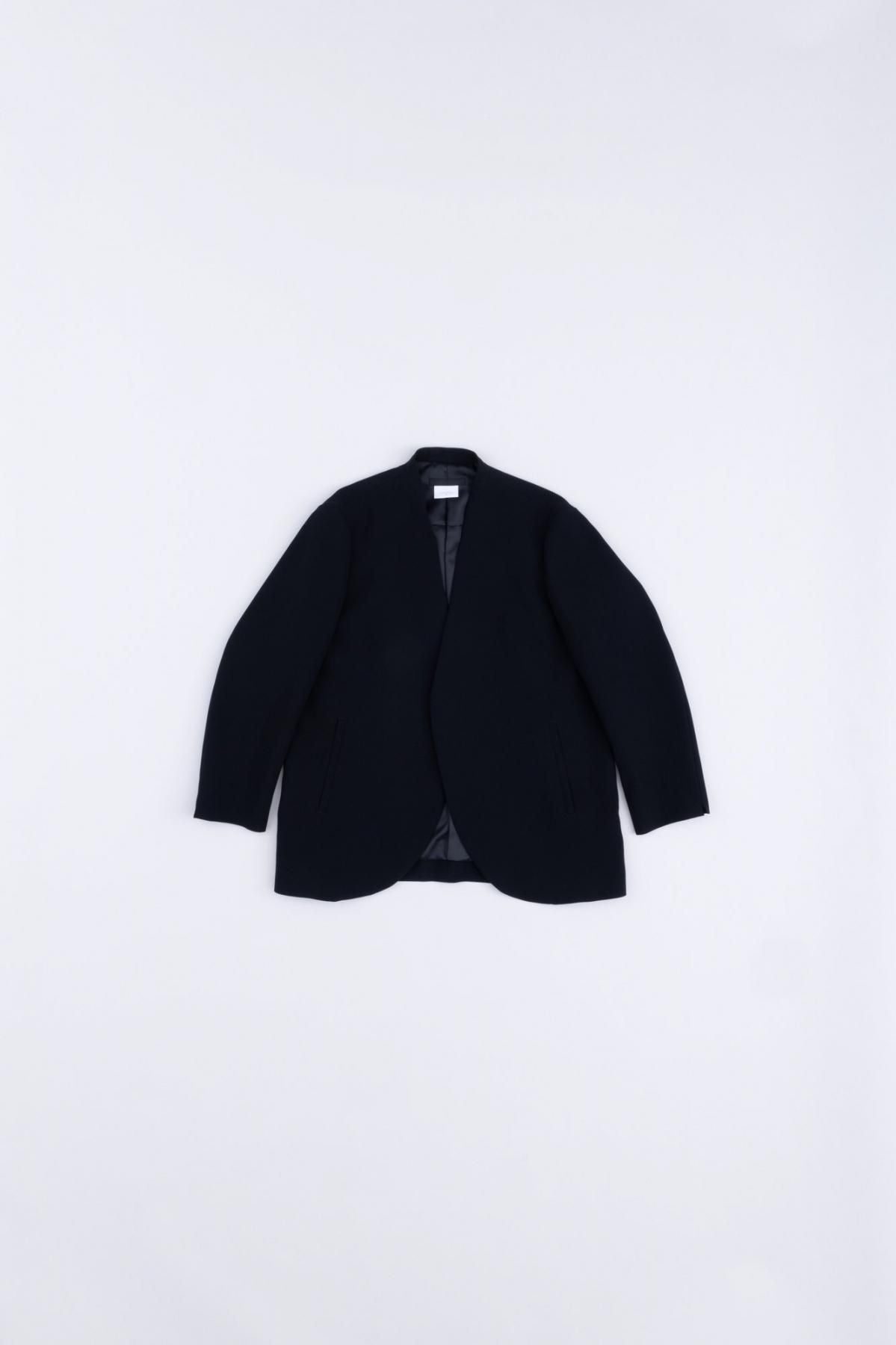 トリアセテート＆ポリエステル・ライトクレープダブルクロス　ノーカラージャケット / black [size 5_]