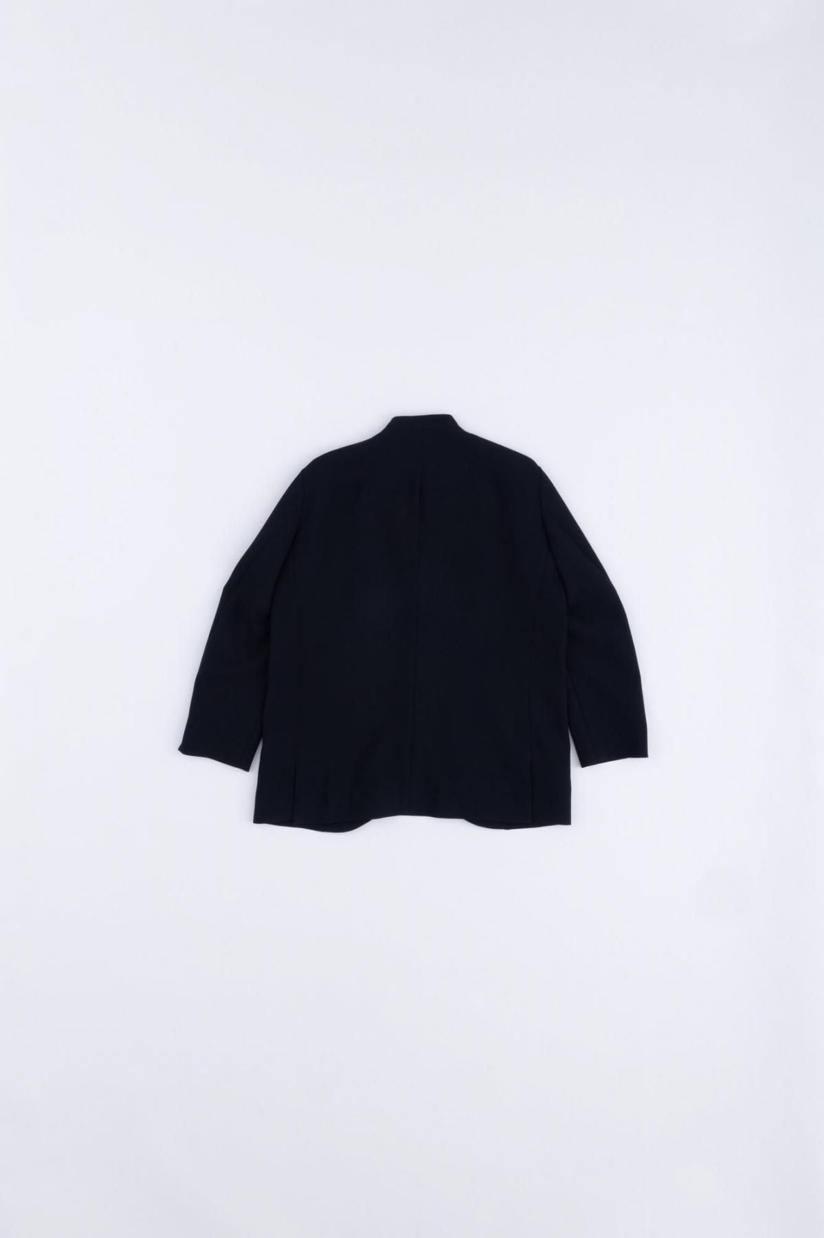 トリアセテート＆ポリエステル・ライトクレープダブルクロス　ノーカラージャケット / black [size 5_]