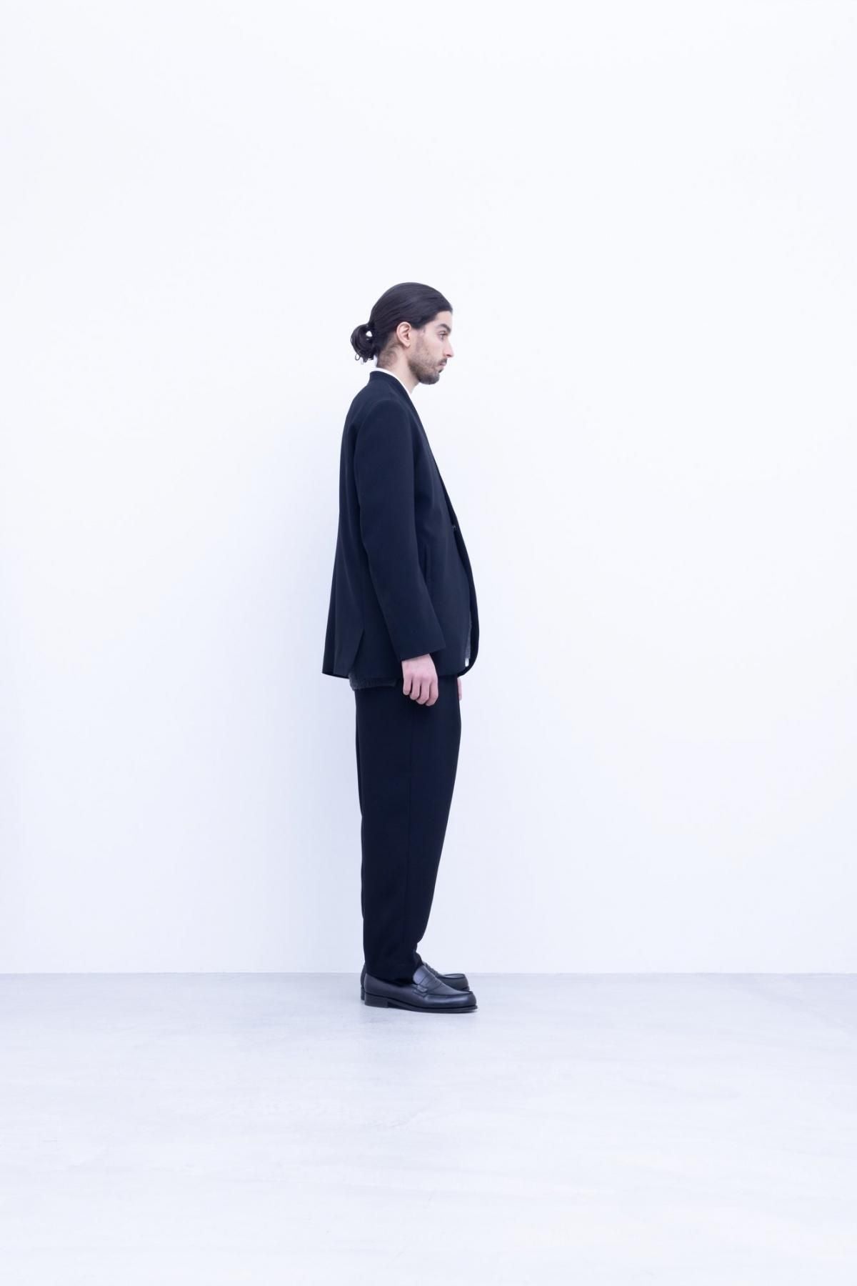 トリアセテート＆ポリエステル・ライトクレープダブルクロス　ノーカラージャケット / black [size 5_]