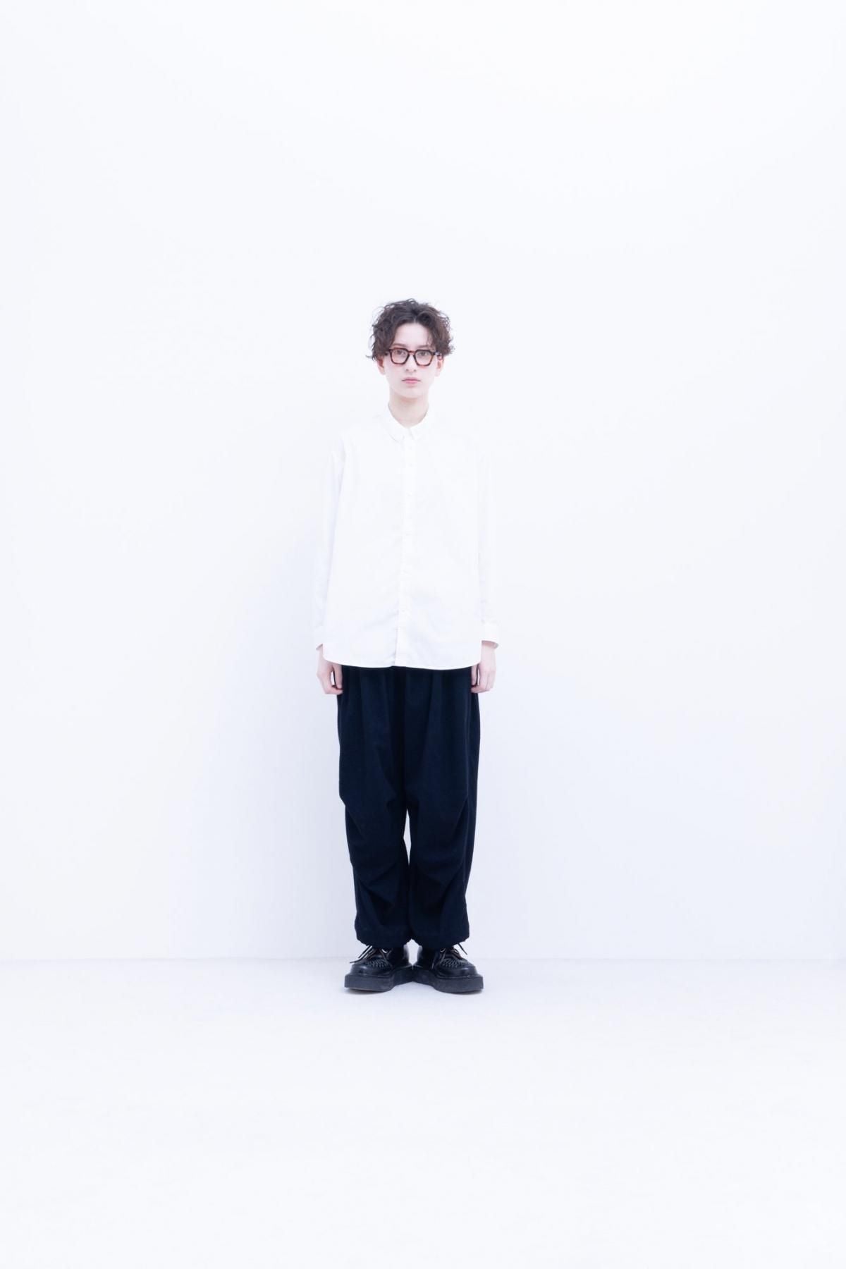 フランネル レーヨン・ガーメントダイ　ワイドギャザーパンツ / Smoke［size XS］