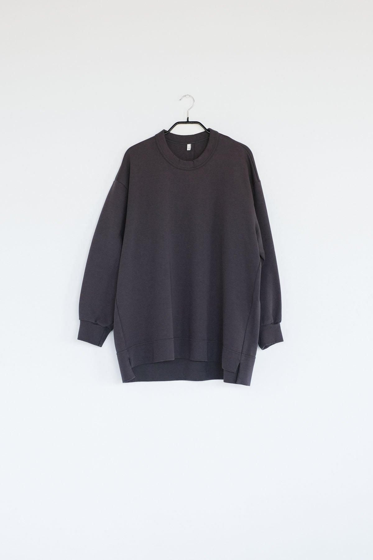 コットン&ポリエステル マルチレイヤーニット スケーターロンT / Dark Grey