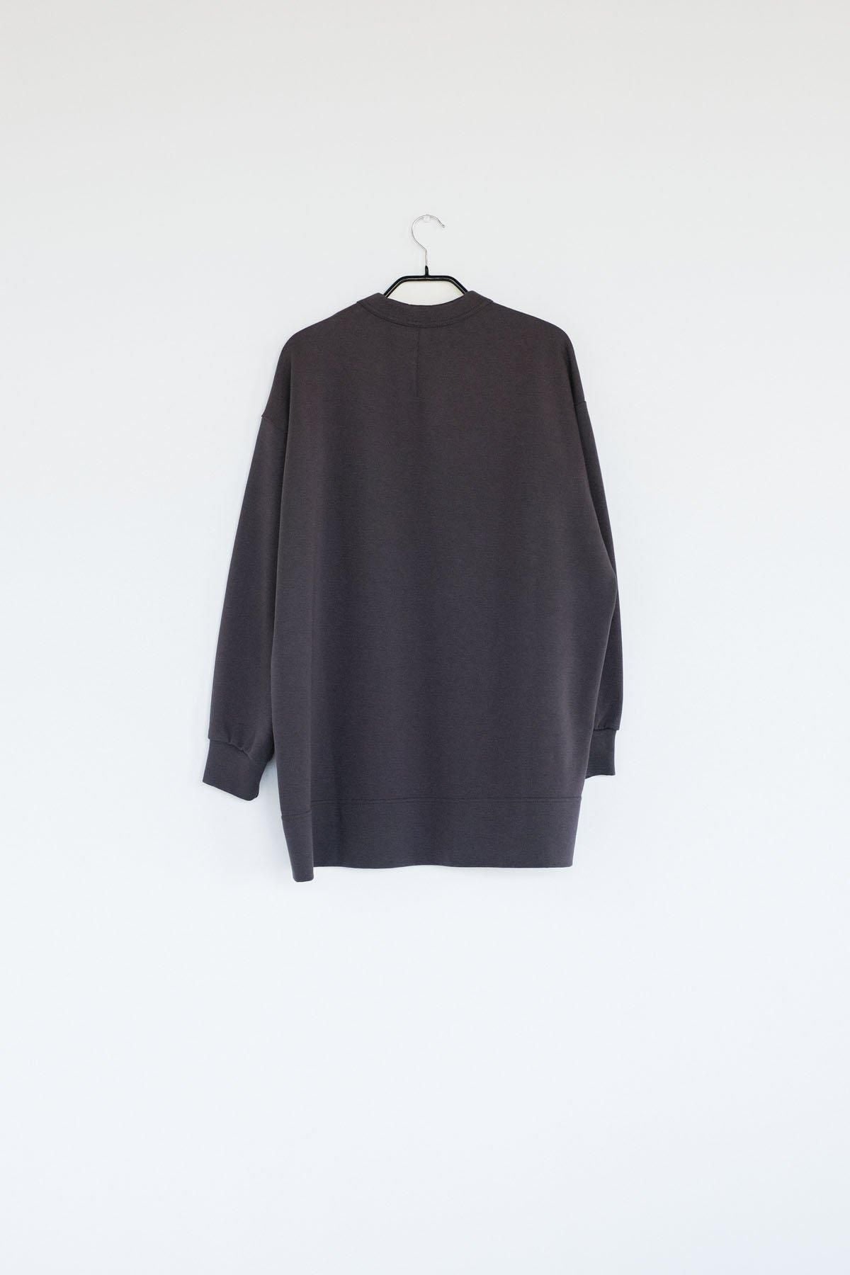 コットン&ポリエステル マルチレイヤーニット スケーターロンT / Dark Grey