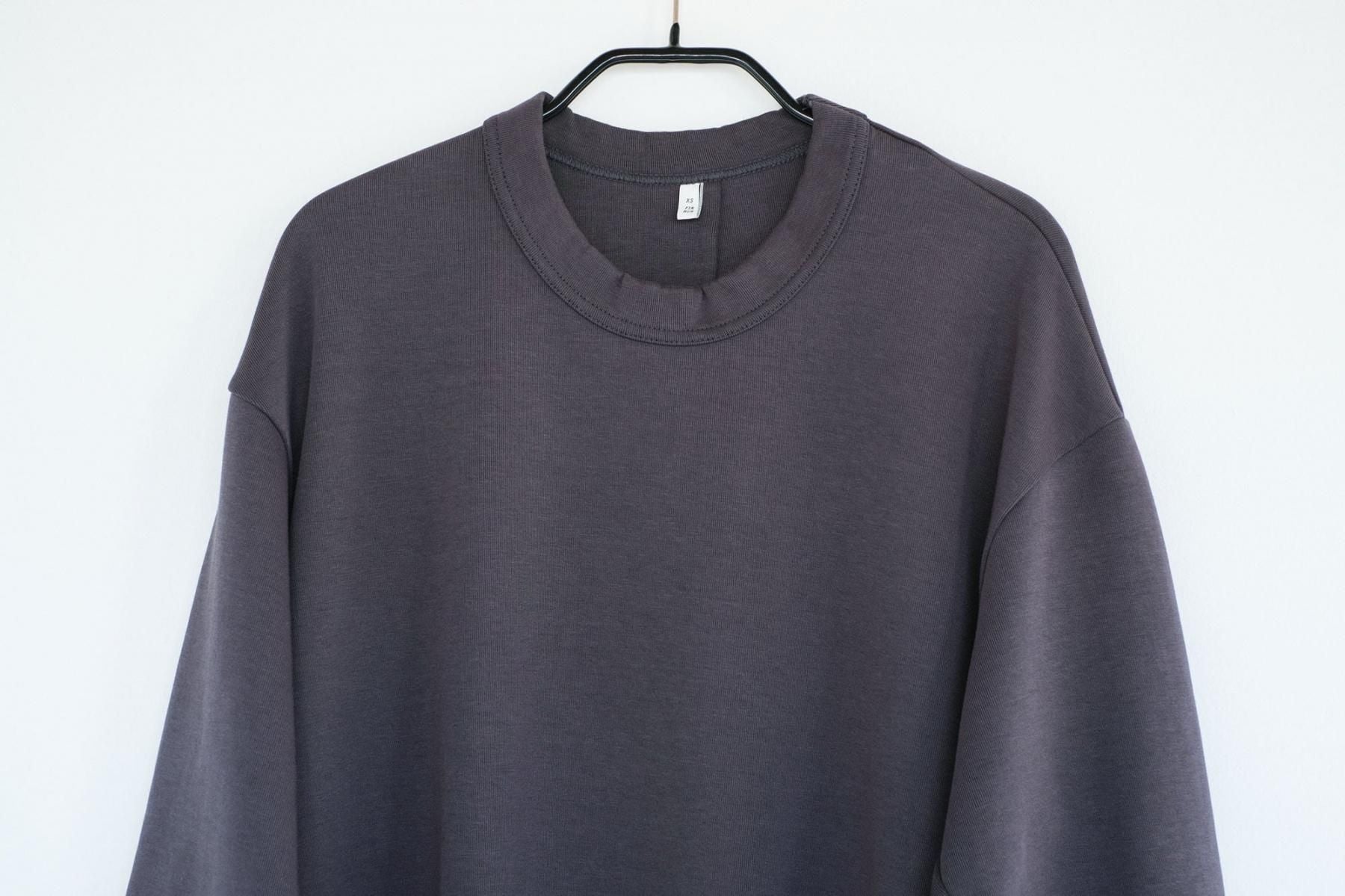 コットン&ポリエステル マルチレイヤーニット スケーターロンT / Dark Grey