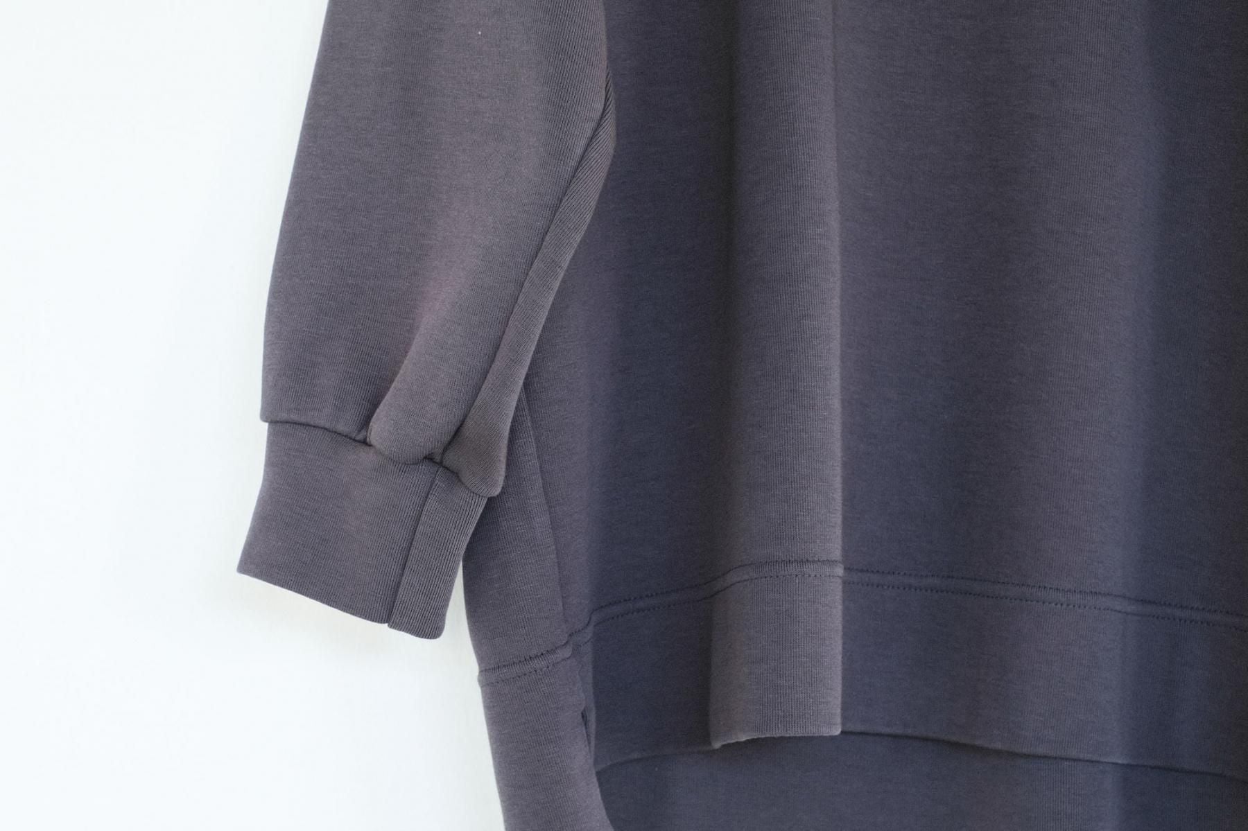 コットン&ポリエステル マルチレイヤーニット スケーターロンT / Dark Grey