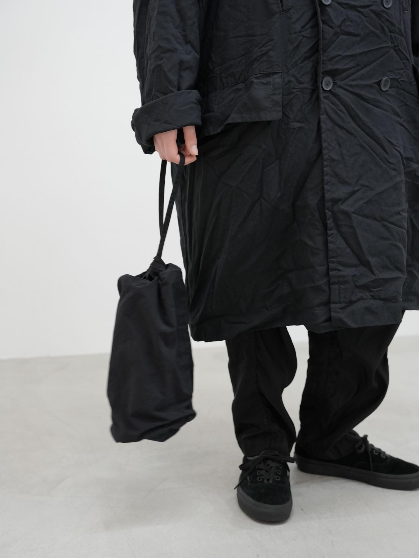 ナイロン  タッサー / ガーメントダイ　総裏二枚仕立て巾着 [ size 3 ] / Black