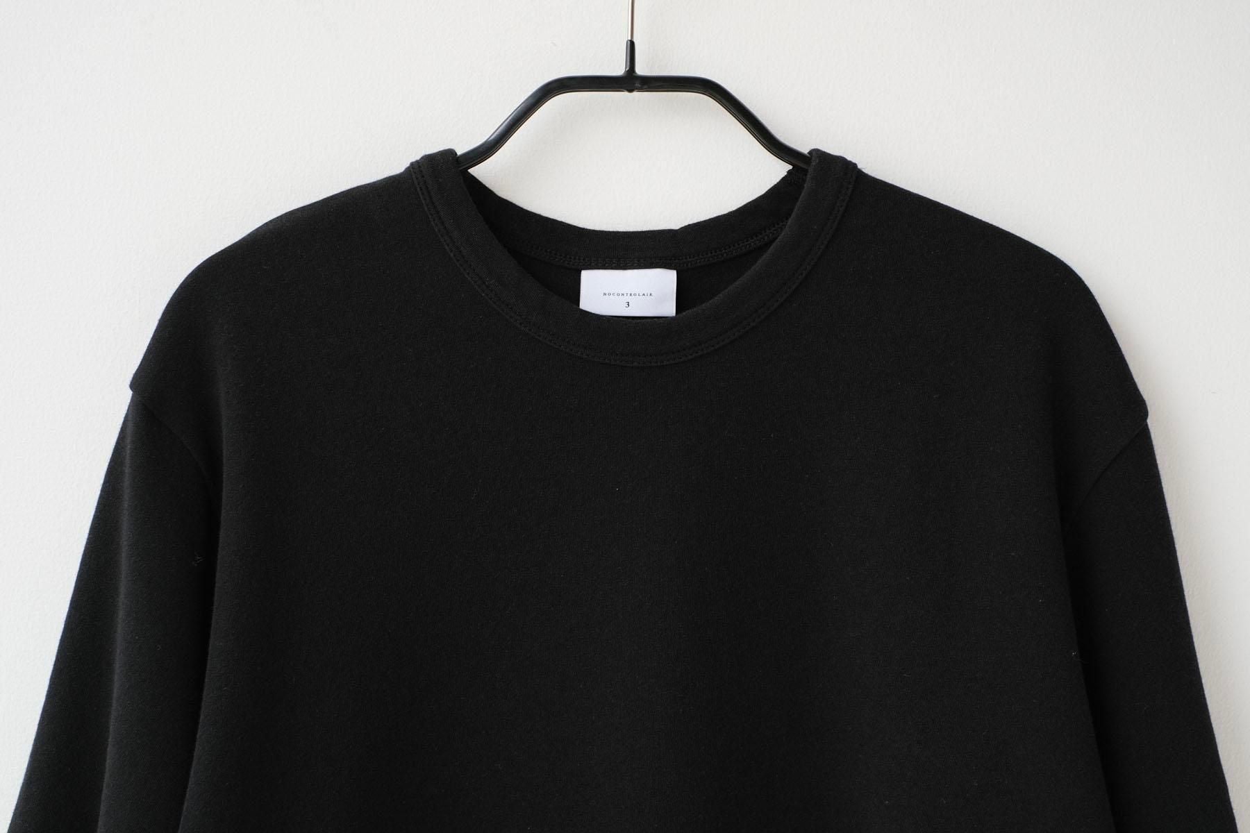 強撚コットン・接結リバーニット　5分袖クルーネックT / Black［size 3_］