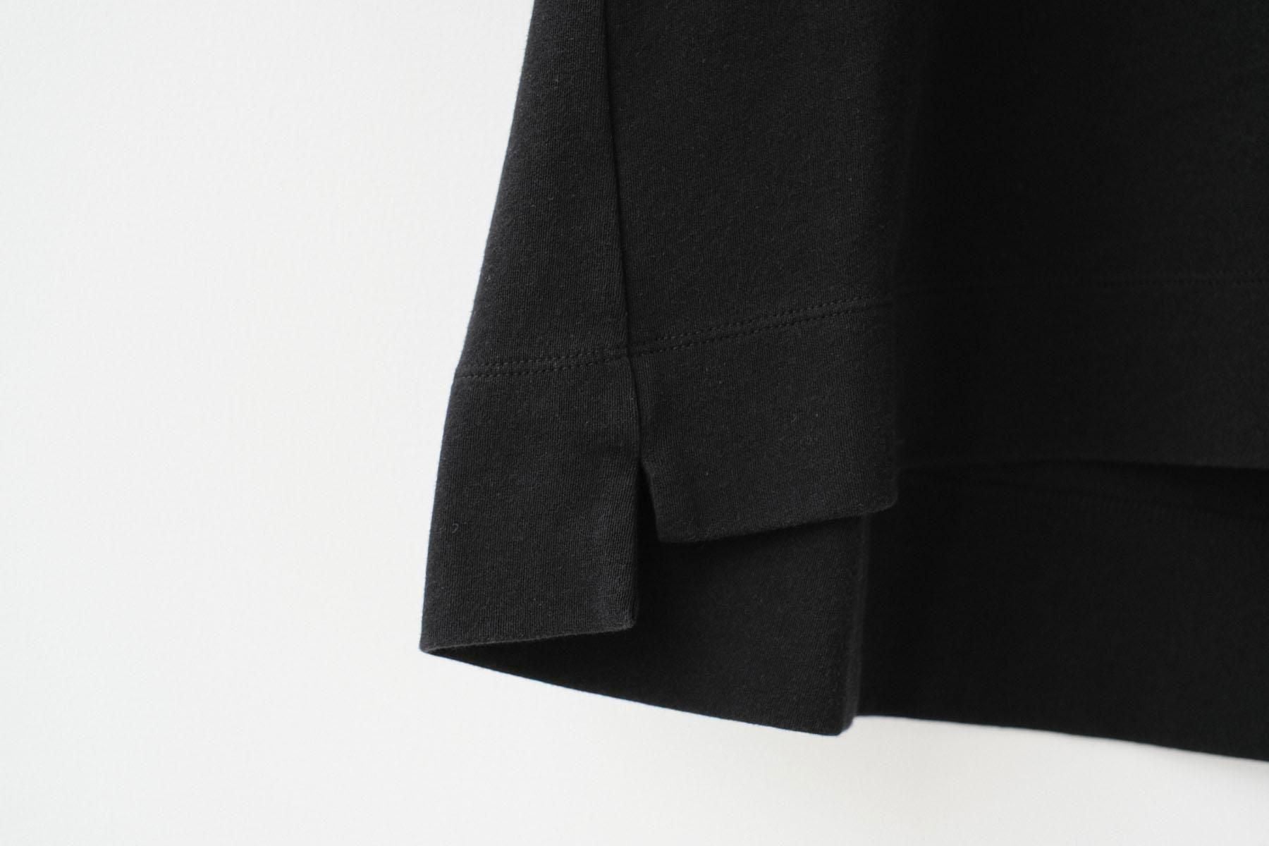 強撚コットン・接結リバーニット　5分袖クルーネックT / Black［size 3_］