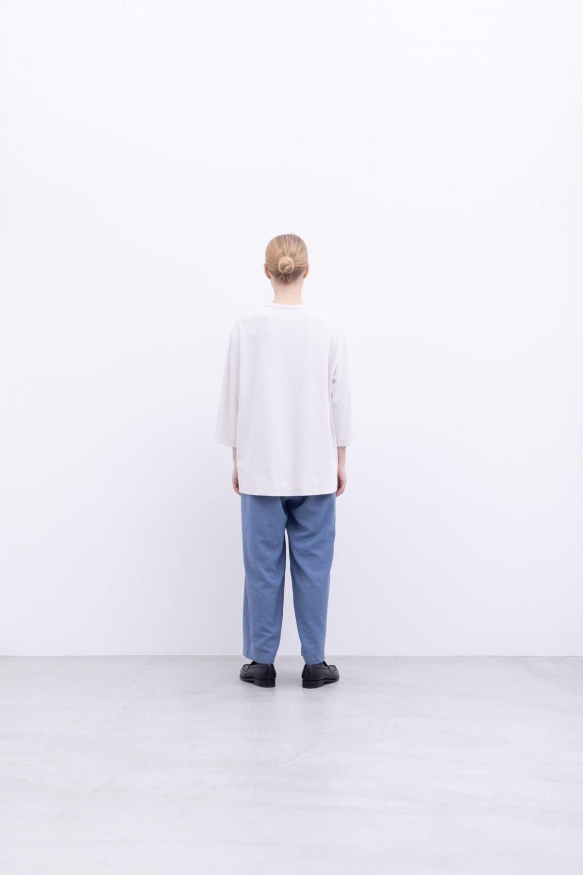 強撚コットン・接結リバーニット　5分袖クルーネックT / Black［size 3_］