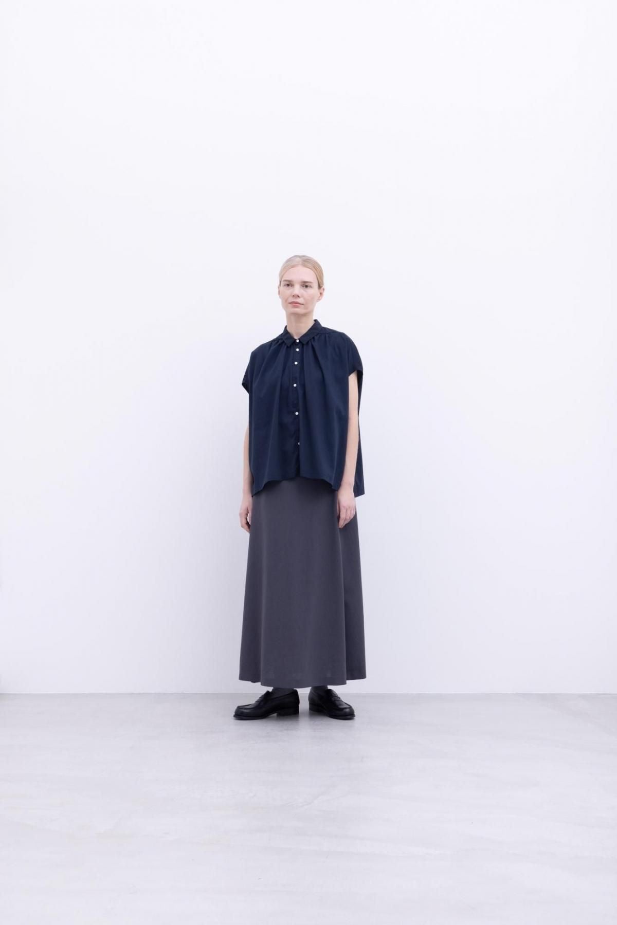 スパンポリエステル・ドレープカルゼ　Aラインスカート / Slate Grey［size 2_］