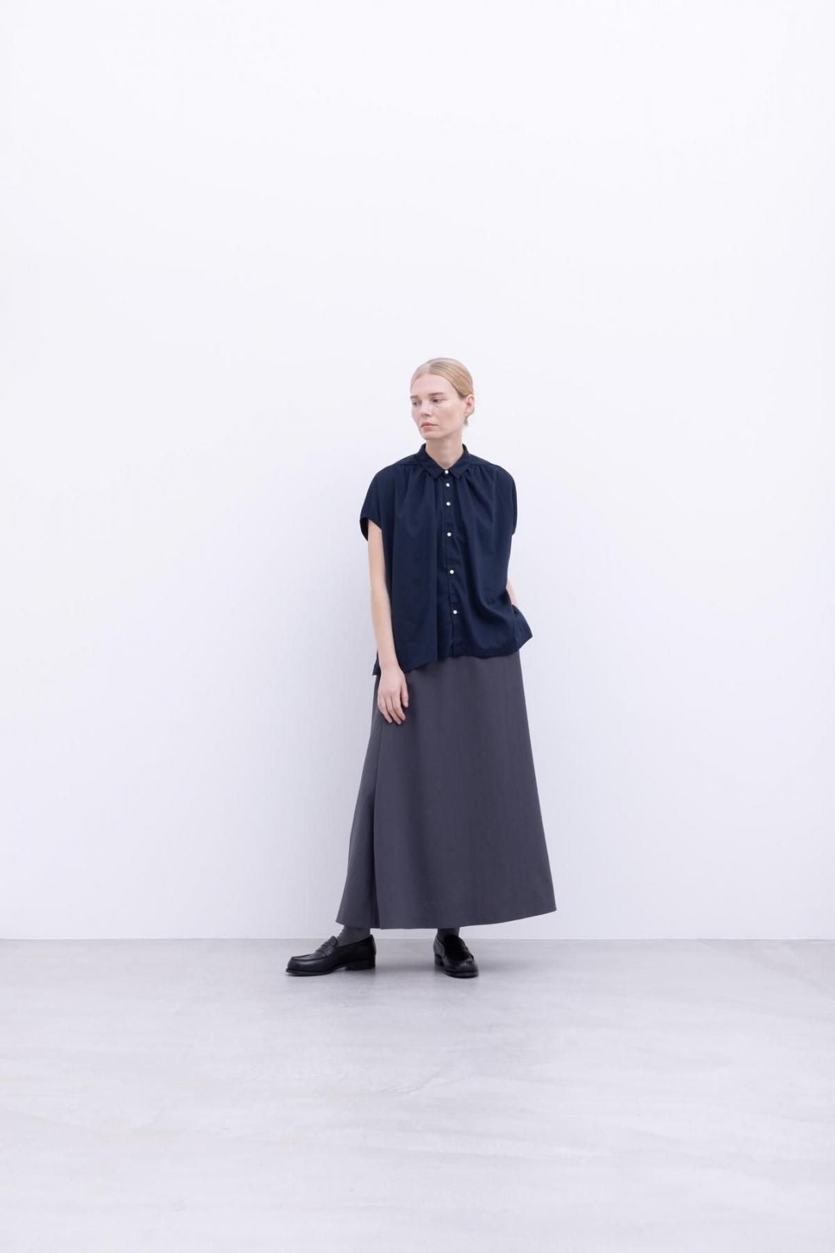 スパンポリエステル・ドレープカルゼ　Aラインスカート / Slate Grey［size 2_］
