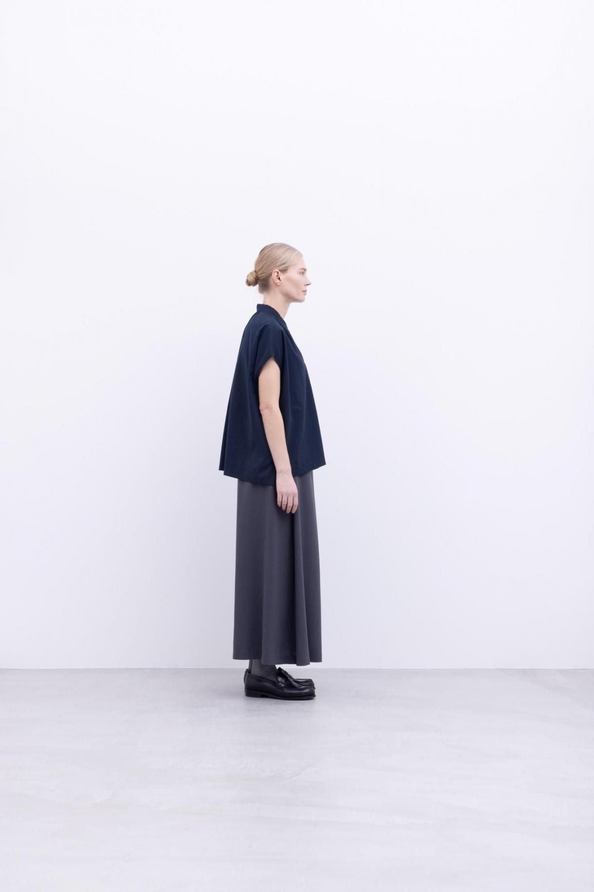 スパンポリエステル・ドレープカルゼ　Aラインスカート / Black［size 2_］