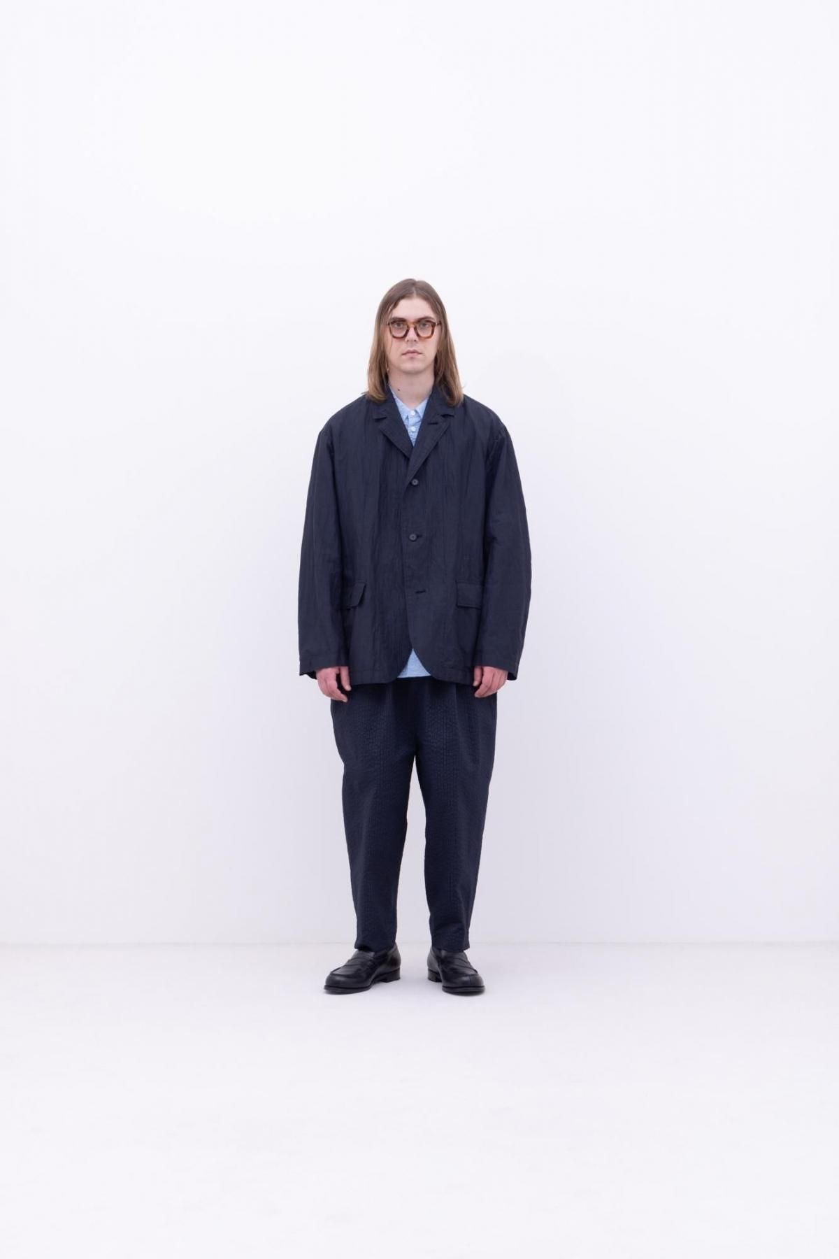 リネン&コットン・ピンチェック　テーラードジャケット / Navy［size M］