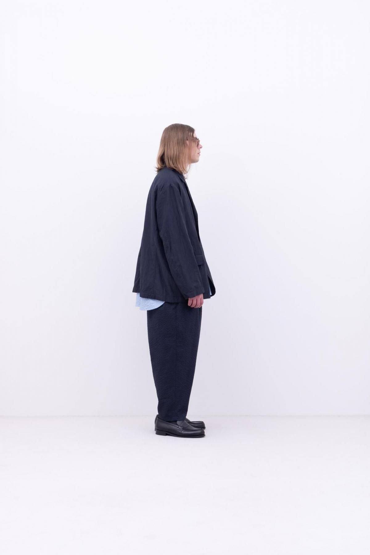 リネン&コットン・ピンチェック　テーラードジャケット / Navy［size M］