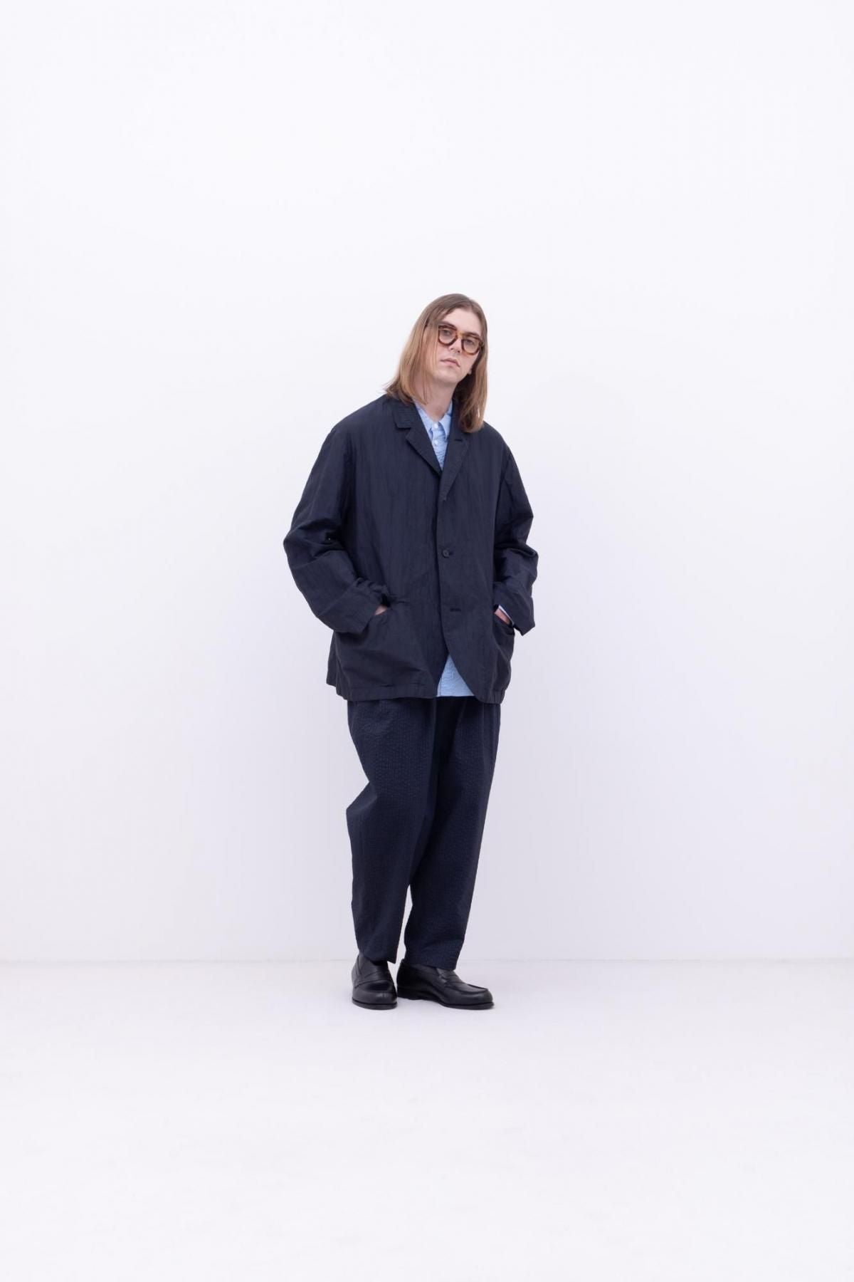 リネン&コットン・ピンチェック　テーラードジャケット / Navy［size M］
