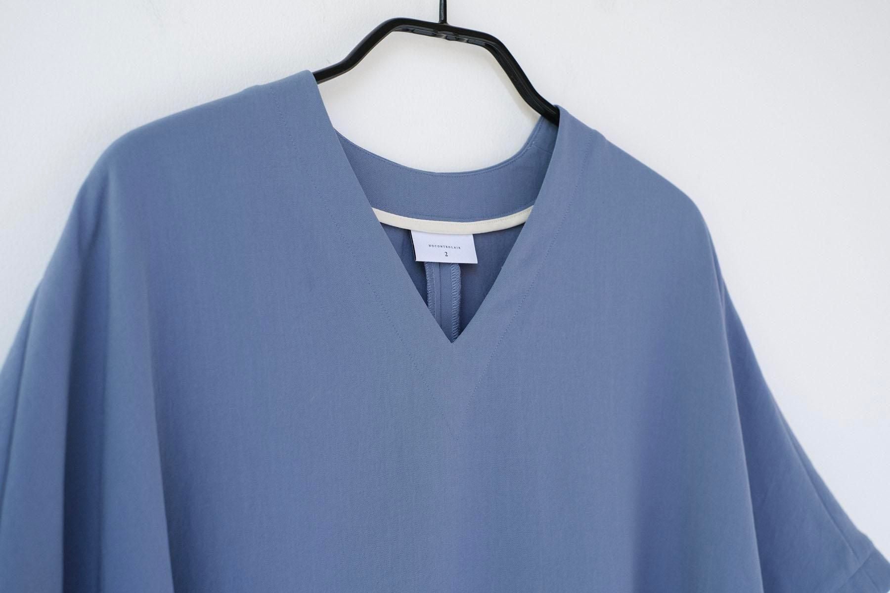 追撚ポリエステル・ツイル　フレンチスリーブワンピース / Light Blue［size 2_］