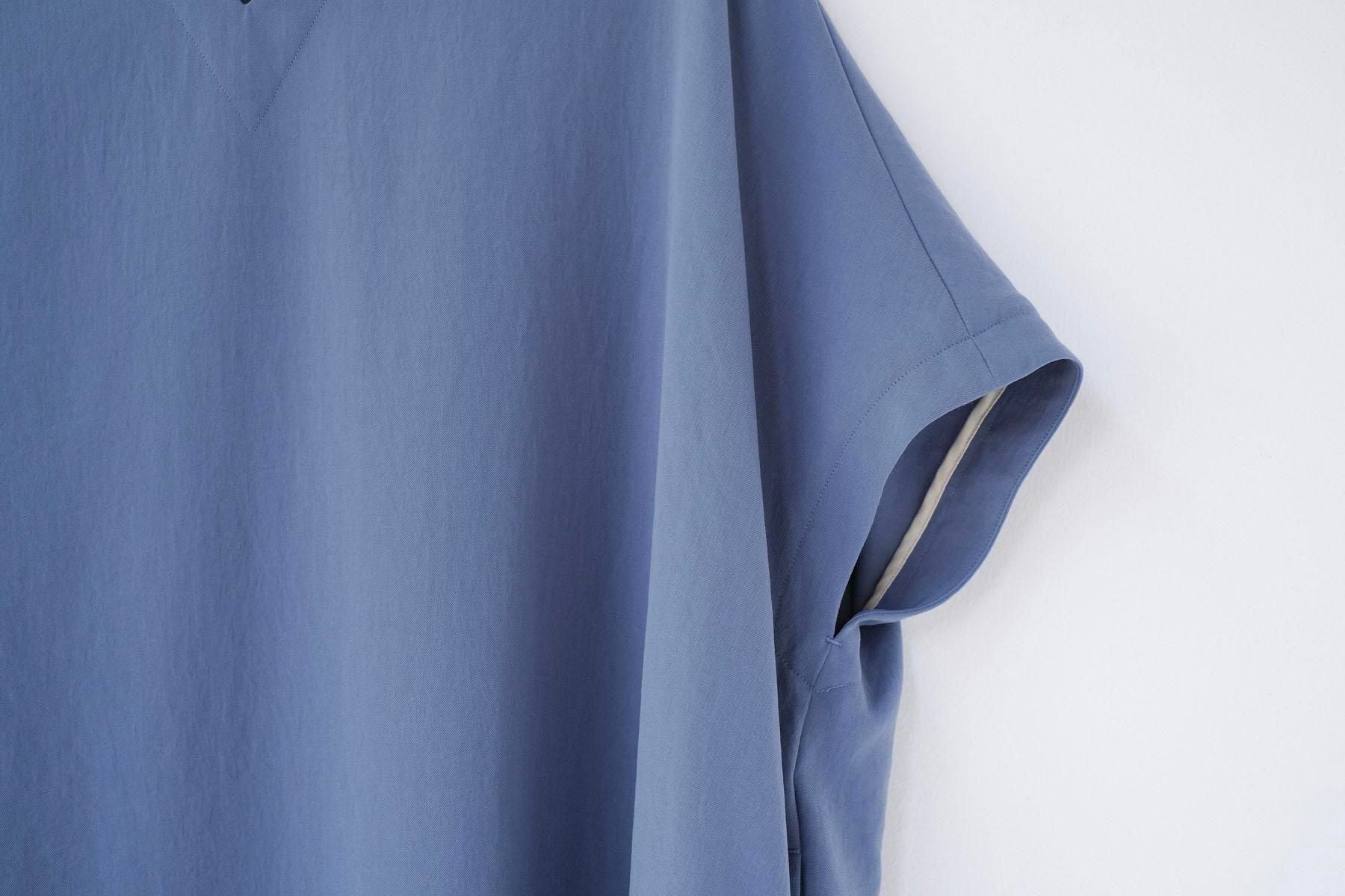 追撚ポリエステル・ツイル　フレンチスリーブワンピース / Light Blue［size 2_］