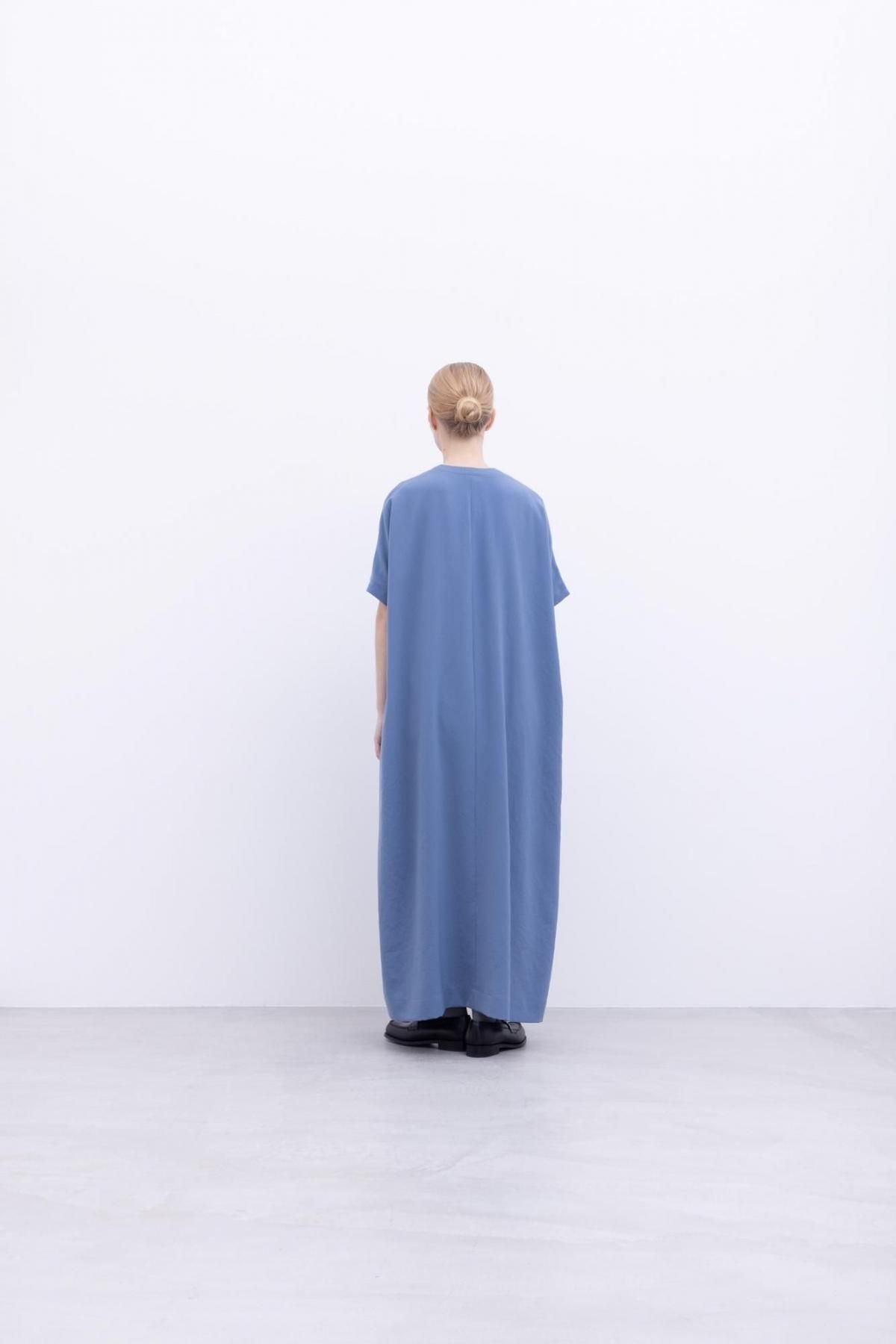 追撚ポリエステル・ツイル　フレンチスリーブワンピース / Light Blue［size 2_］