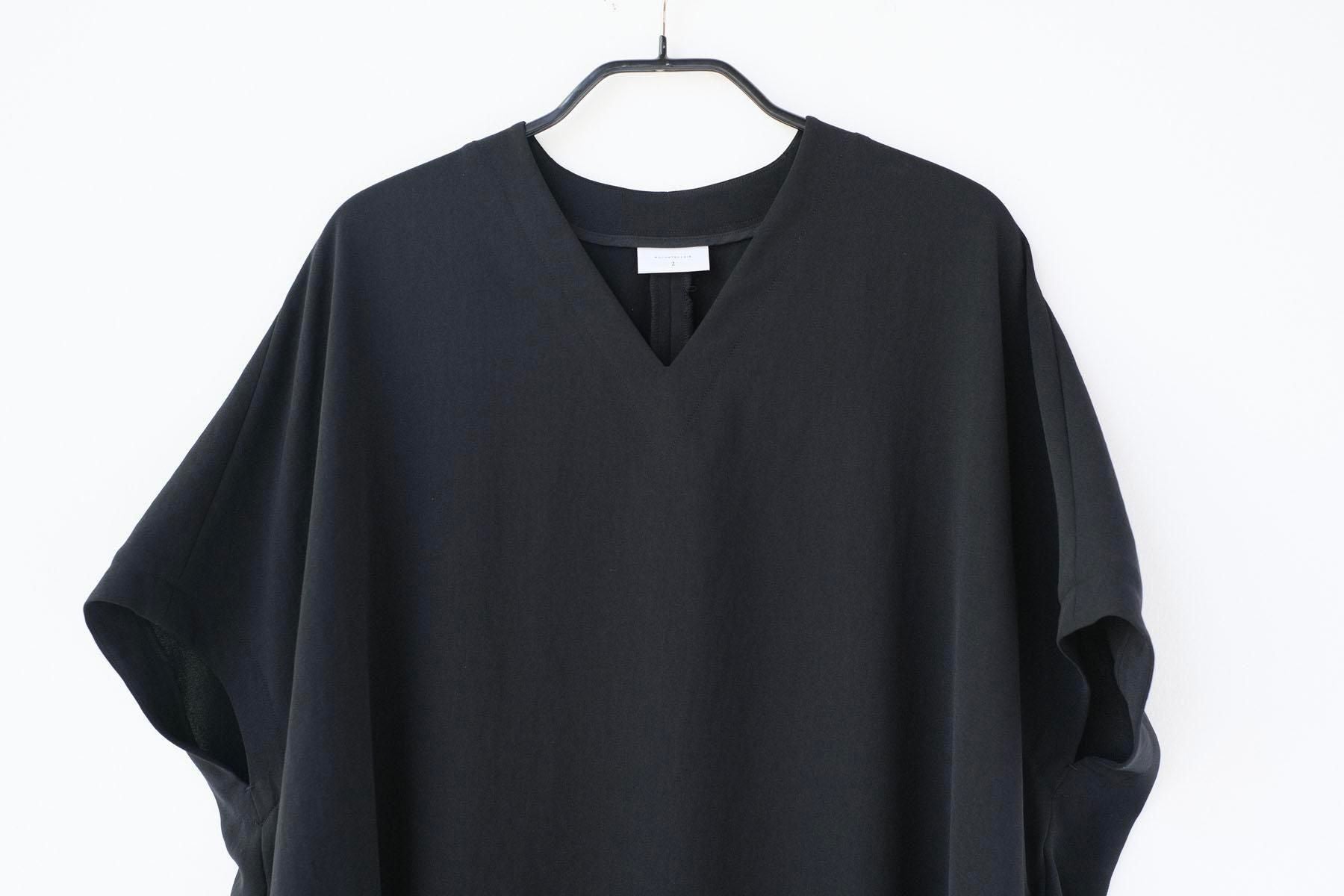 追撚ポリエステル・ツイル　フレンチスリーブワンピース / Black［size 2_］