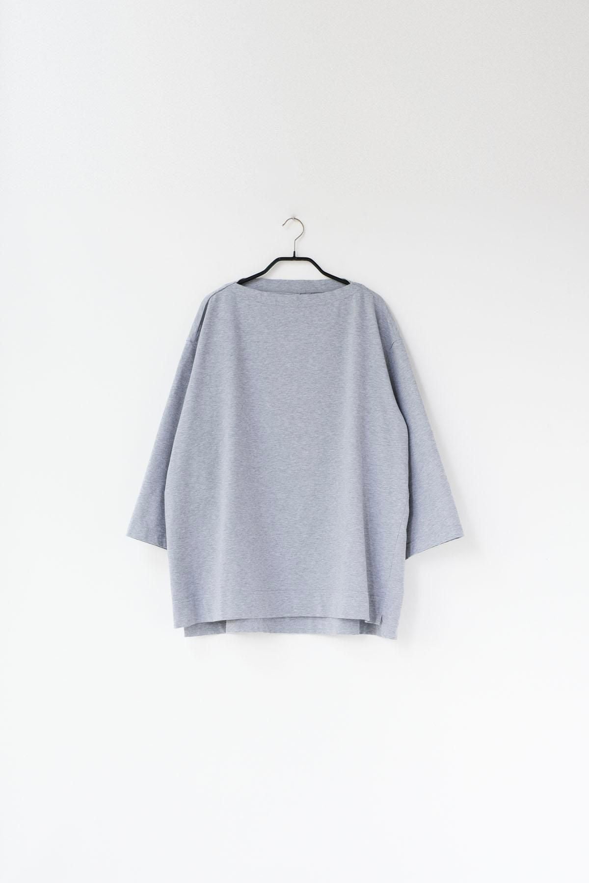 微強撚綿天竺　ボートネックT / Light Grey top