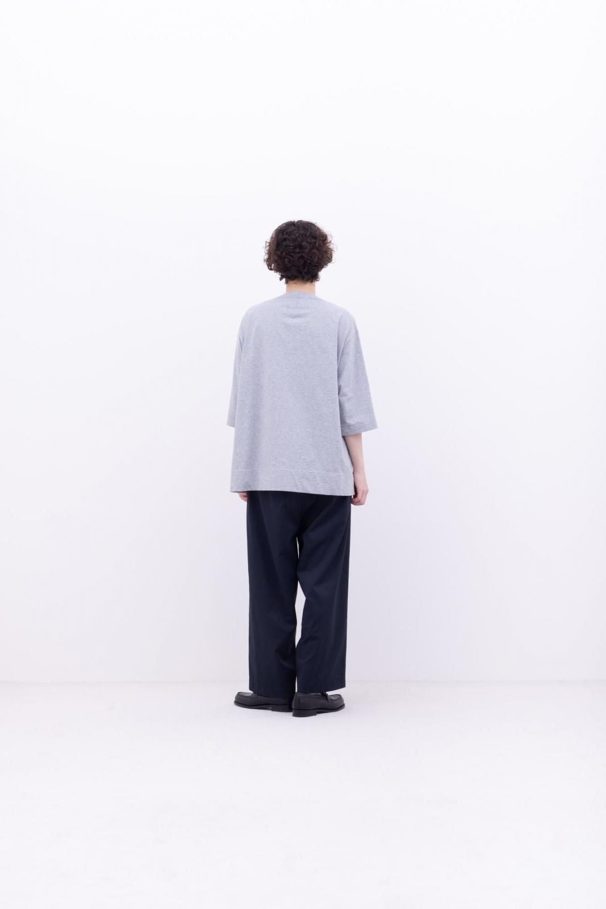 微強撚綿天竺　ボートネックT / Light Grey top