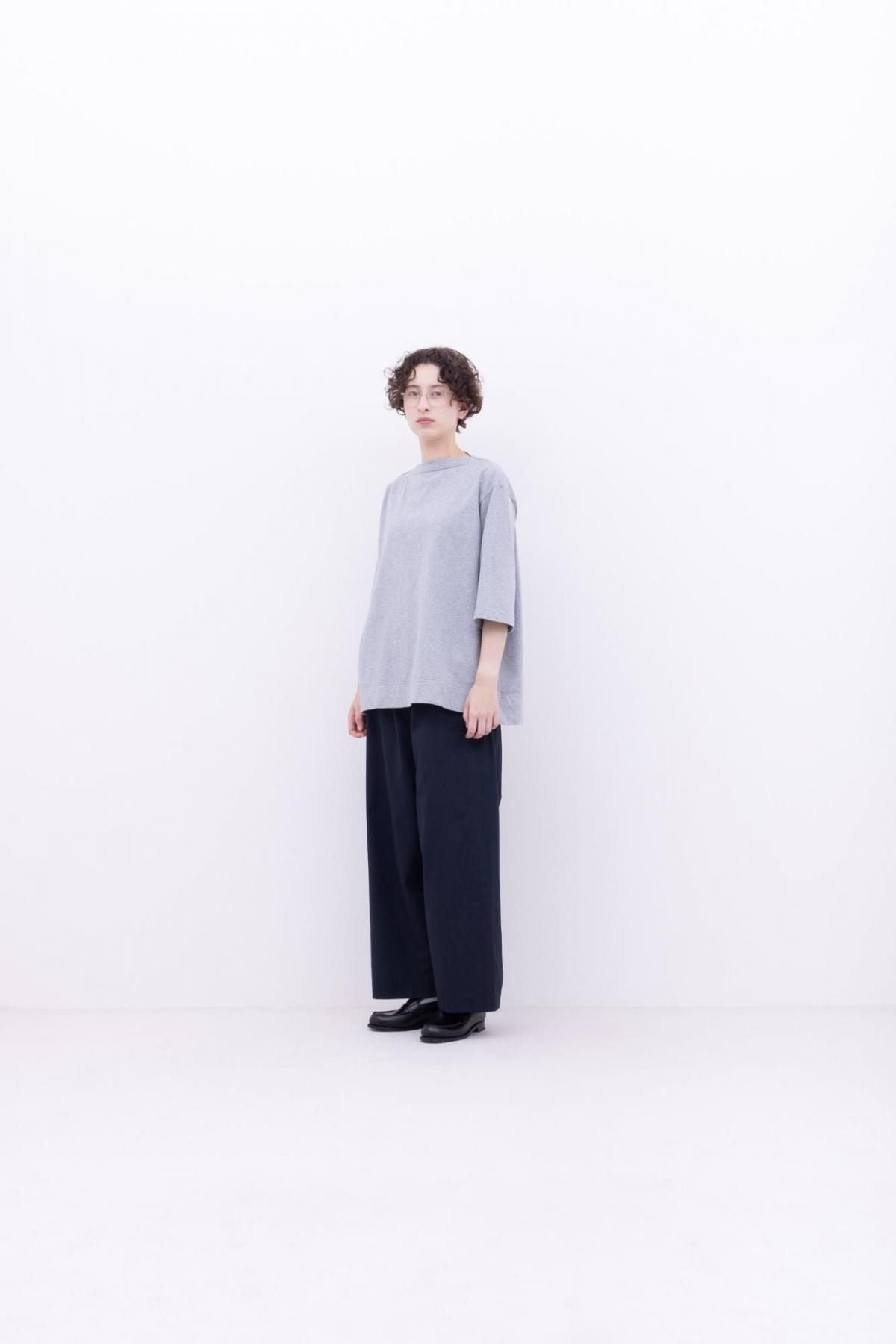 微強撚綿天竺　ボートネックT / Light Grey top