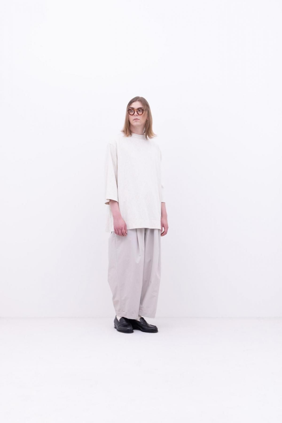 微強撚綿天竺　ボートネックT / Light Grey top