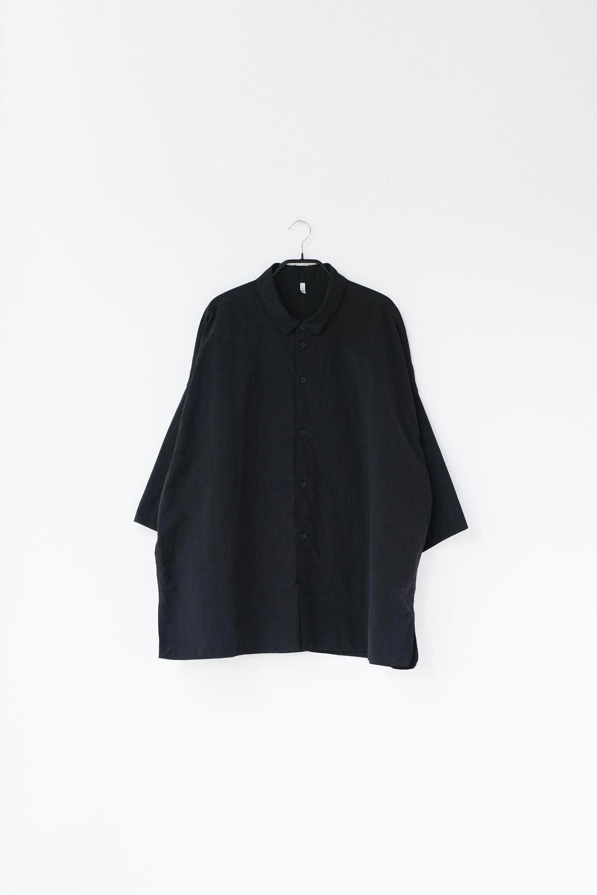 ナイロン タッサー　台襟付きシャツカラー / Black［size M］
