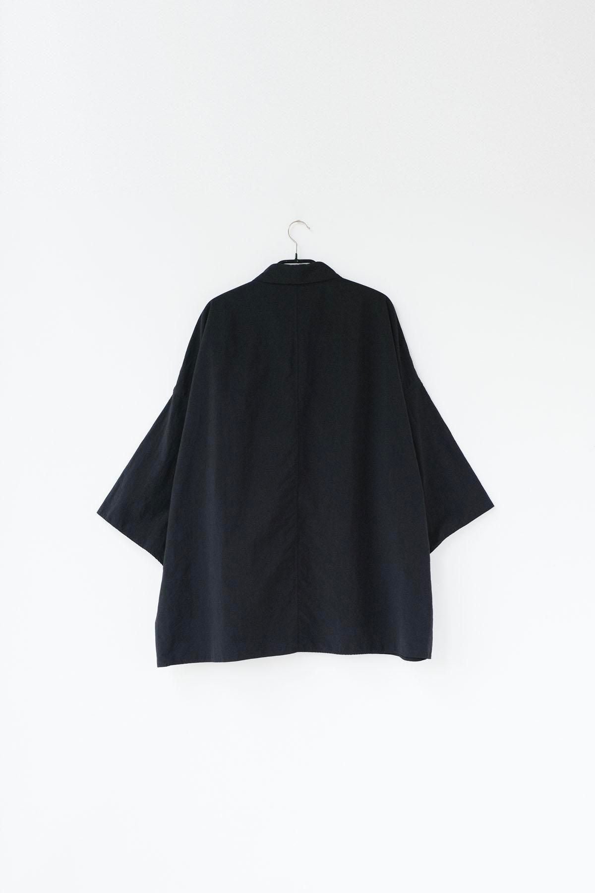 ナイロン タッサー　台襟付きシャツカラー / Black［size M］