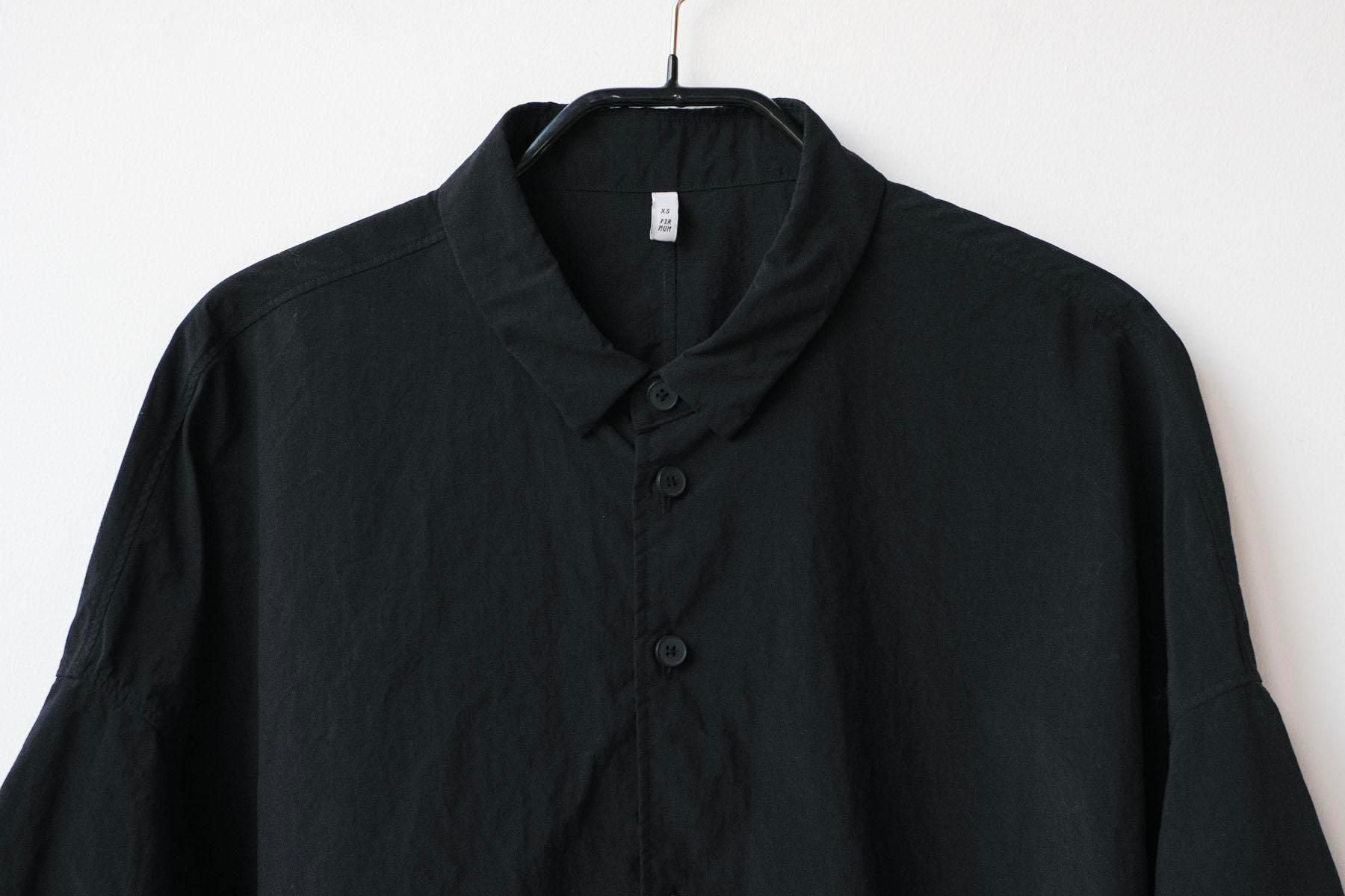 ナイロン タッサー　台襟付きシャツカラー / Black［size M］