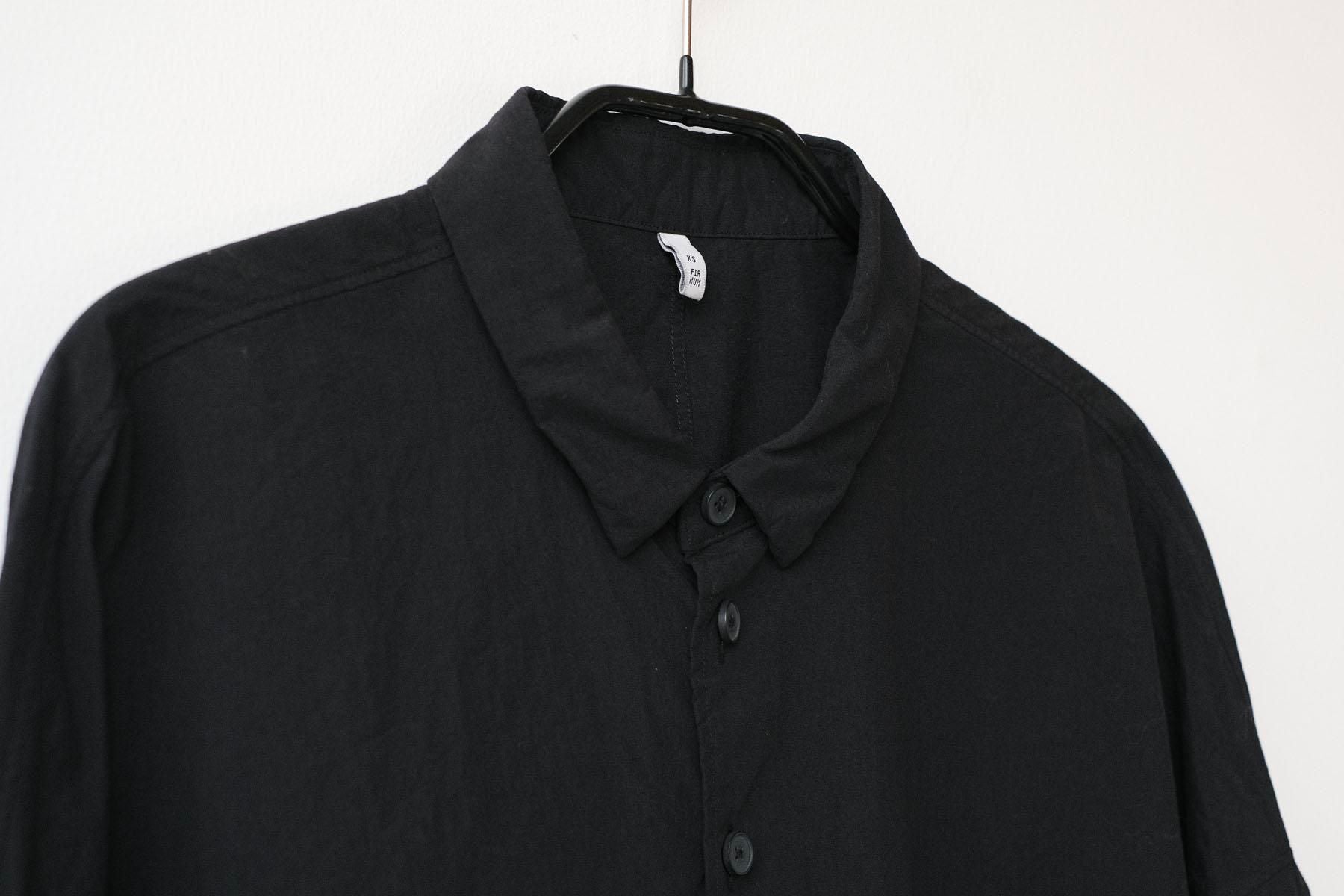 ナイロン タッサー　台襟付きシャツカラー / Black［size M］