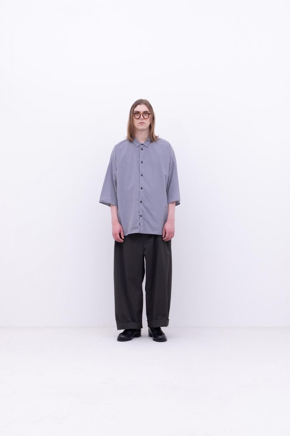 ナイロン タッサー　台襟付きシャツカラー / Black［size M］
