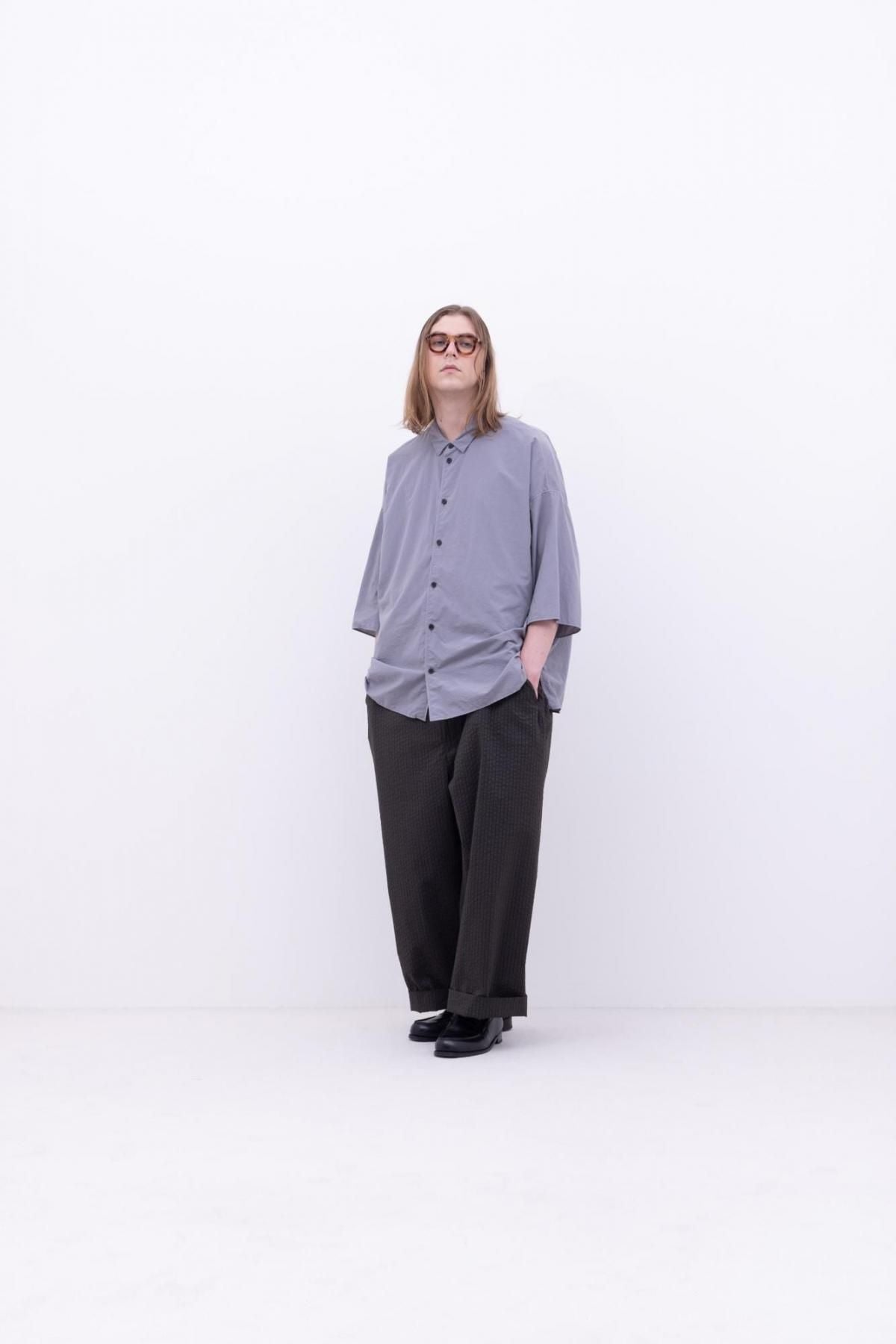 ナイロン タッサー　台襟付きシャツカラー / Black［size M］