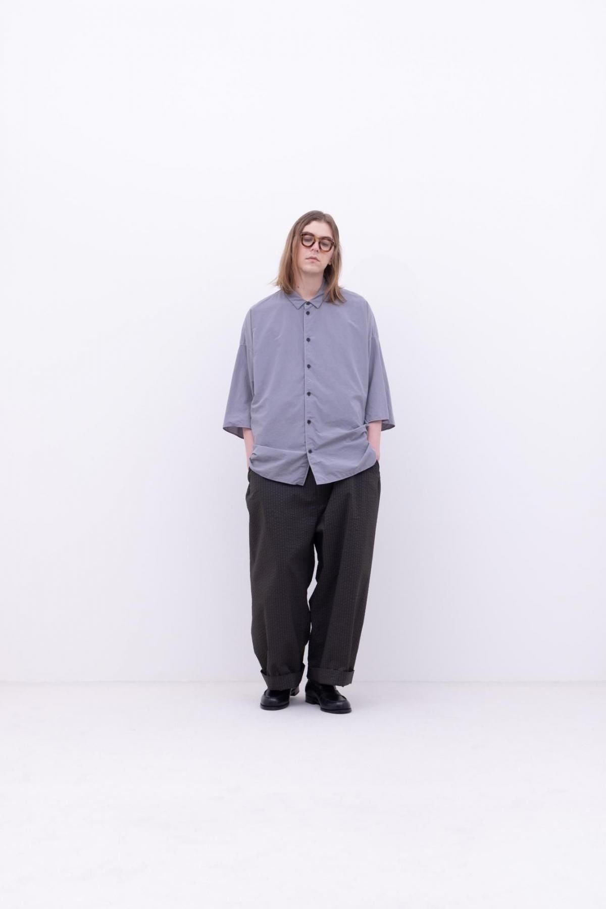 ナイロン タッサー　台襟付きシャツカラー / Black［size M］