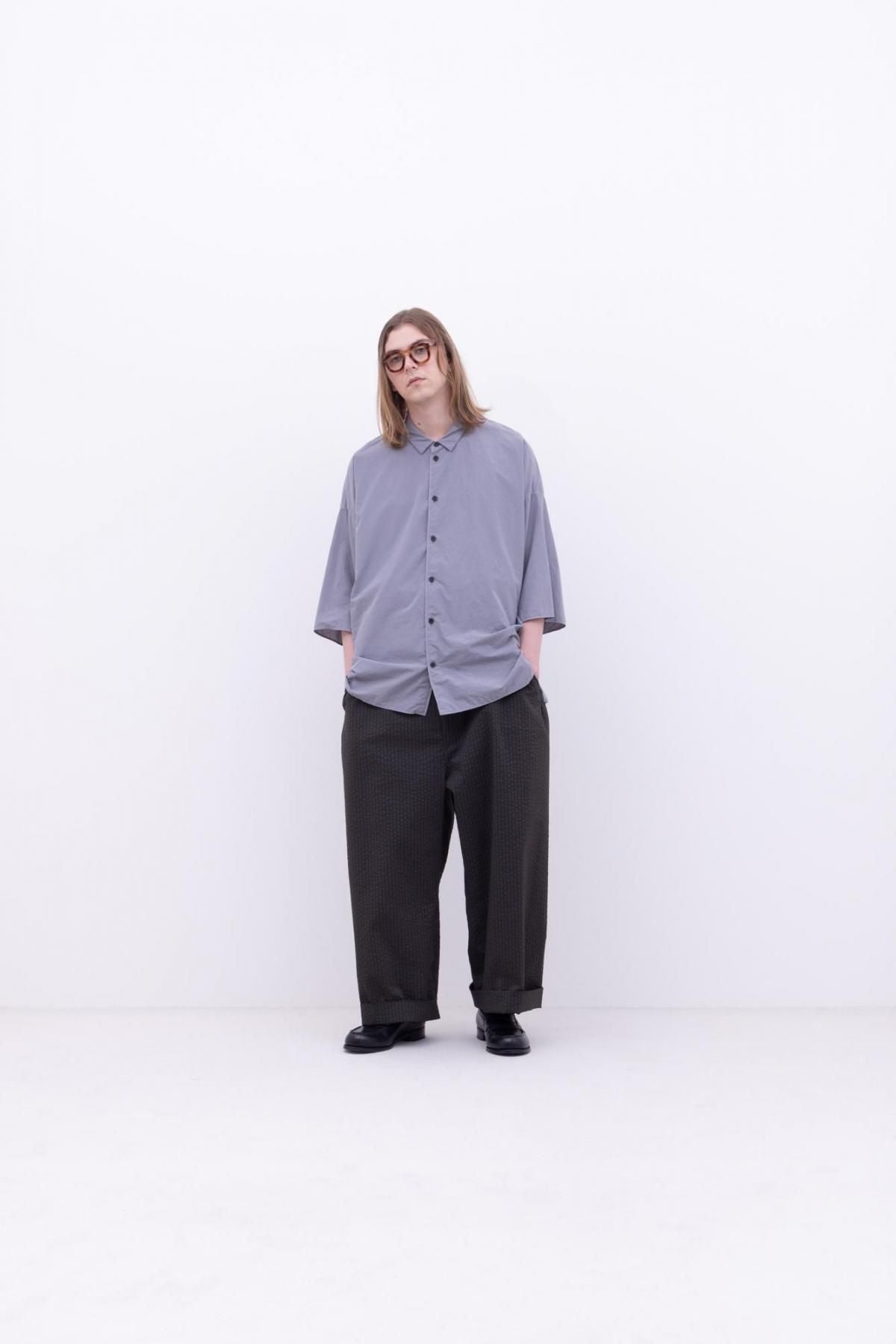 ナイロン タッサー　台襟付きシャツカラー / Black［size M］