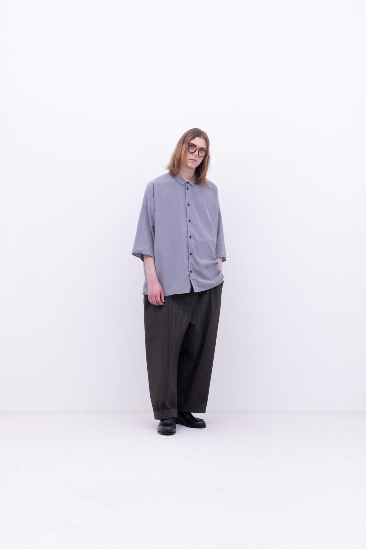 ナイロン タッサー　台襟付きシャツカラー / Black［size M］